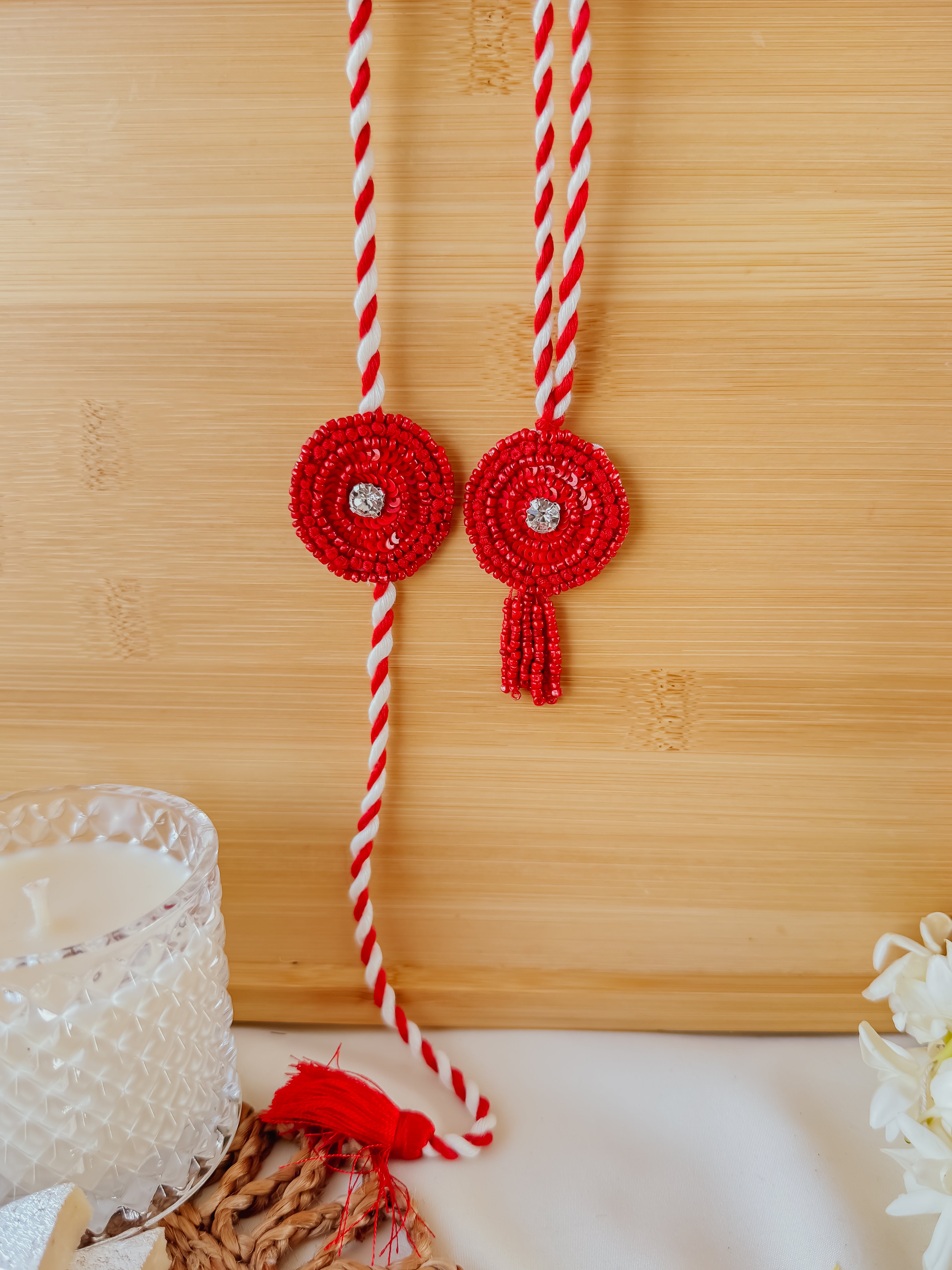 Crimson Thread & Lumba Set Handmade Rakhi