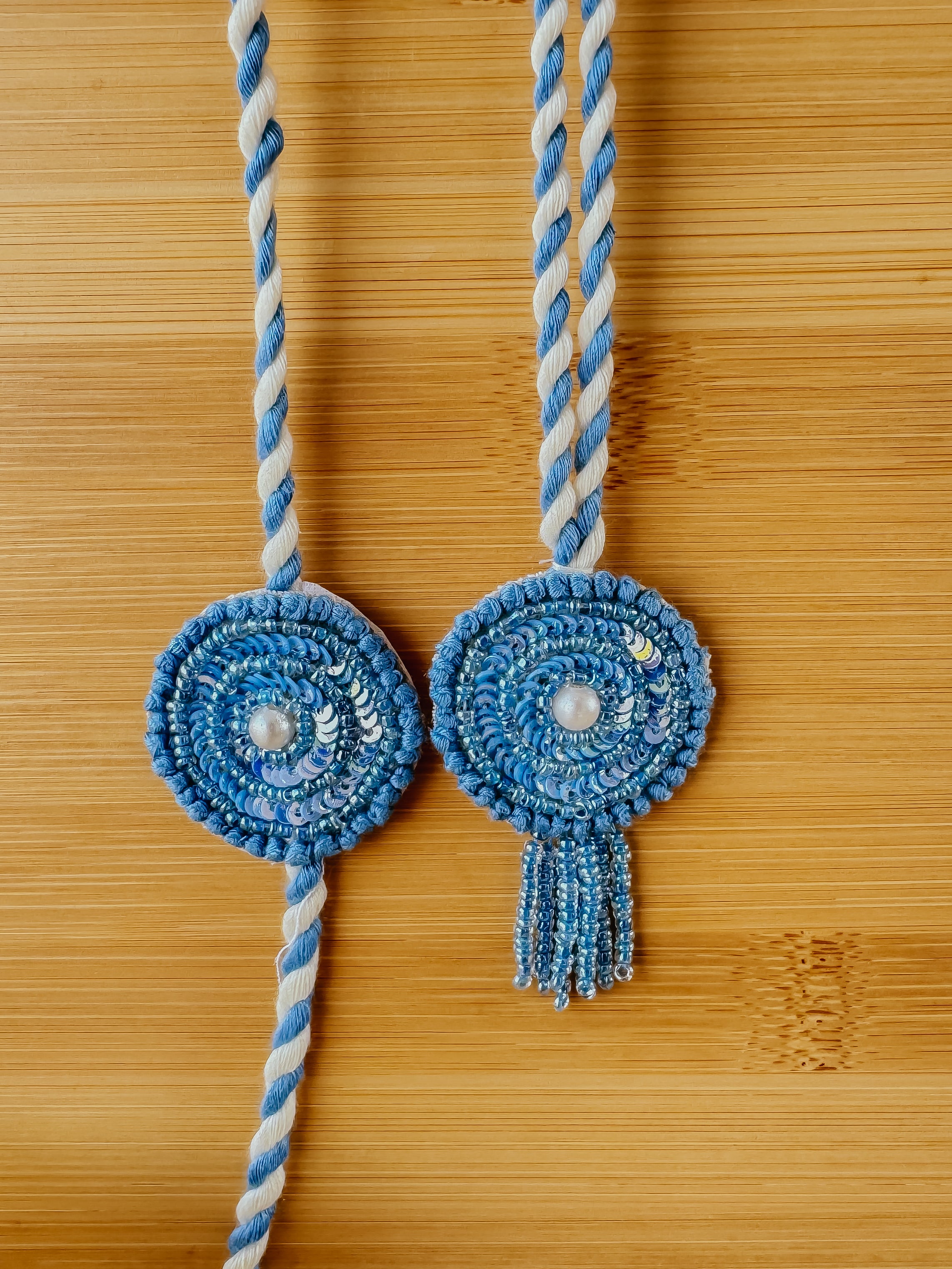 Blue Sapphire Shine & Lumba Set Handmade Rakhi