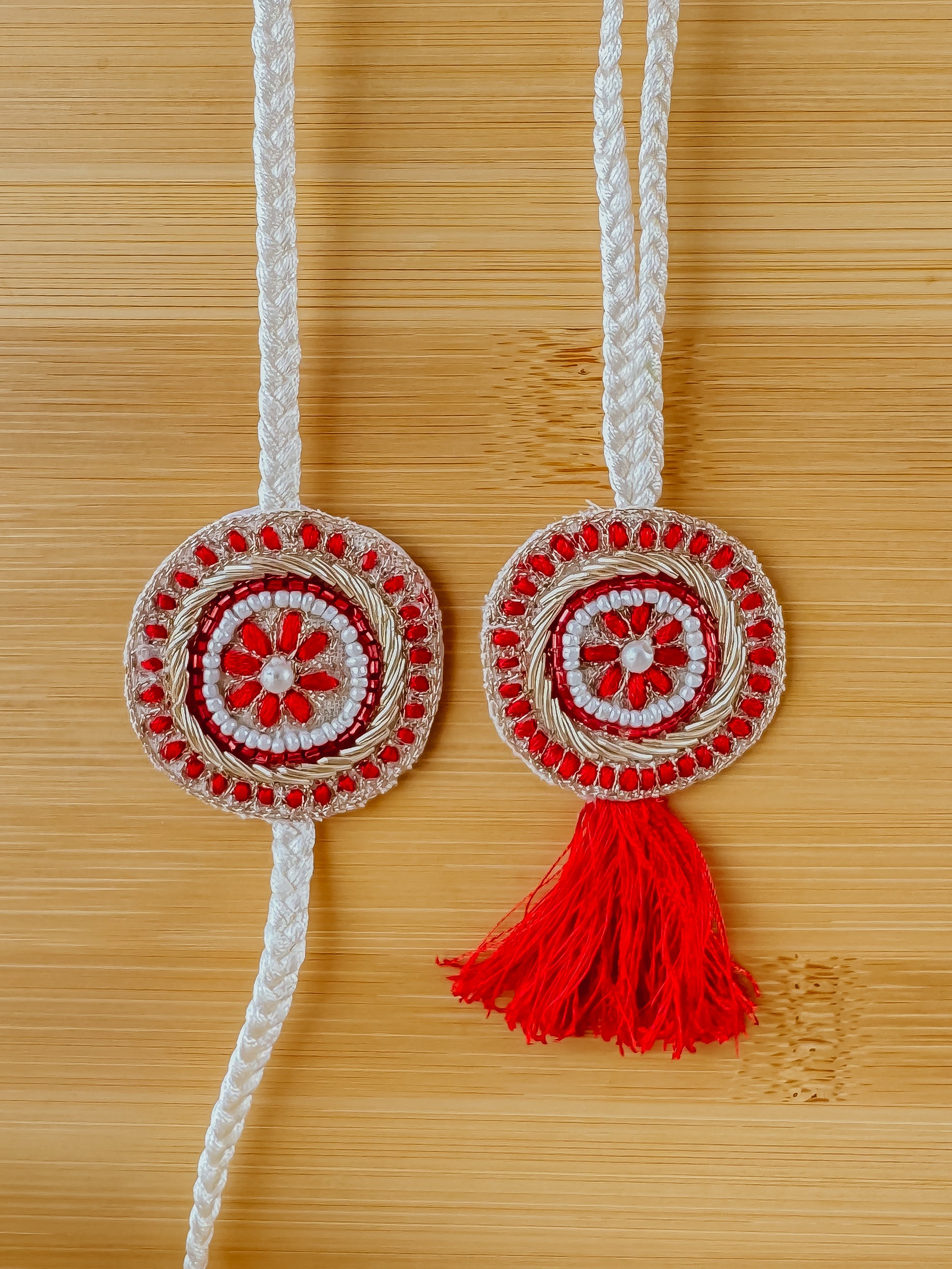 Shining Red Golden & Lumba Set Handmade Rakhi