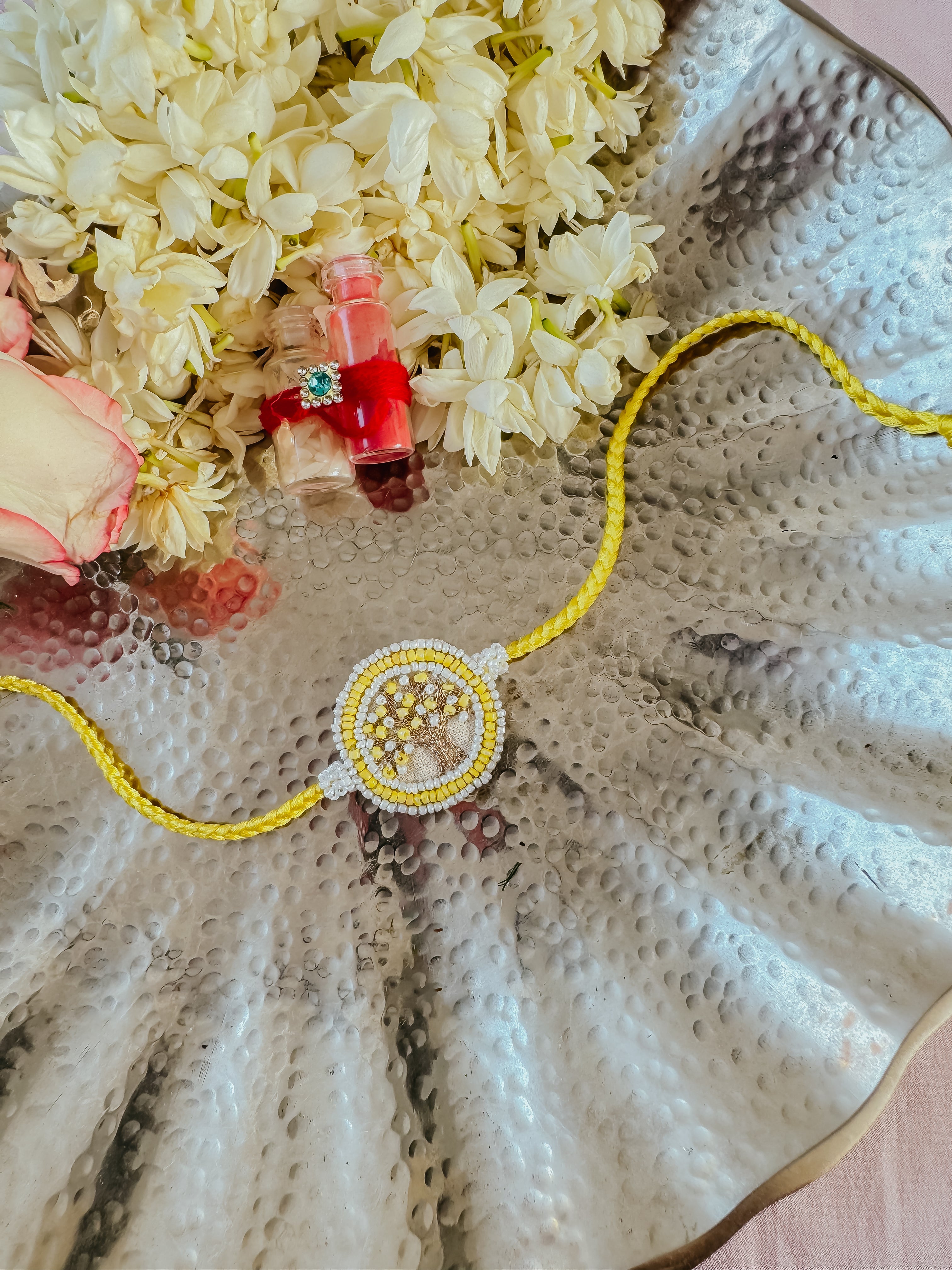 Yellow Kalpavriksha Handmade Rakhi