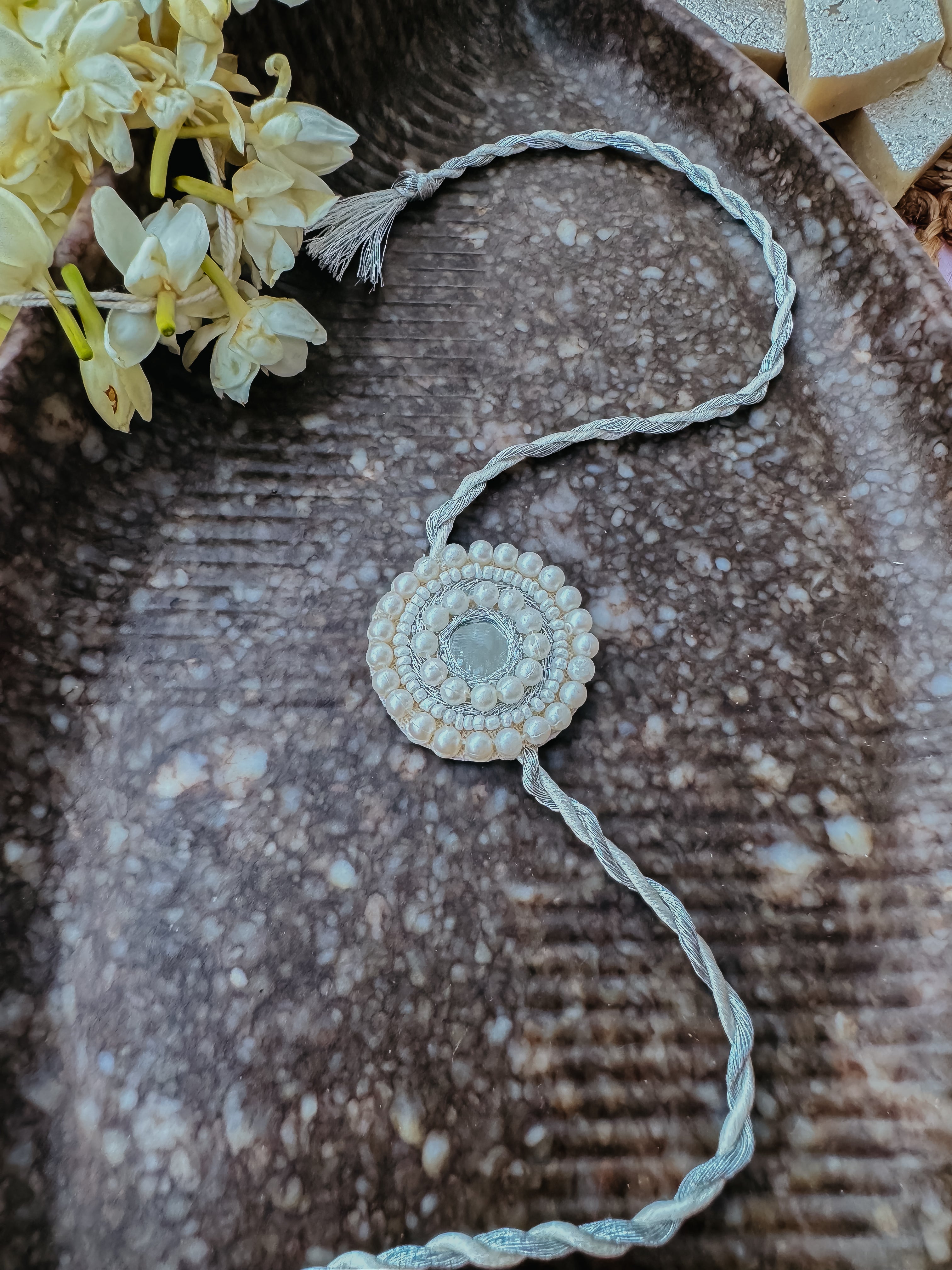Shiny Silver Handmade Rakhi