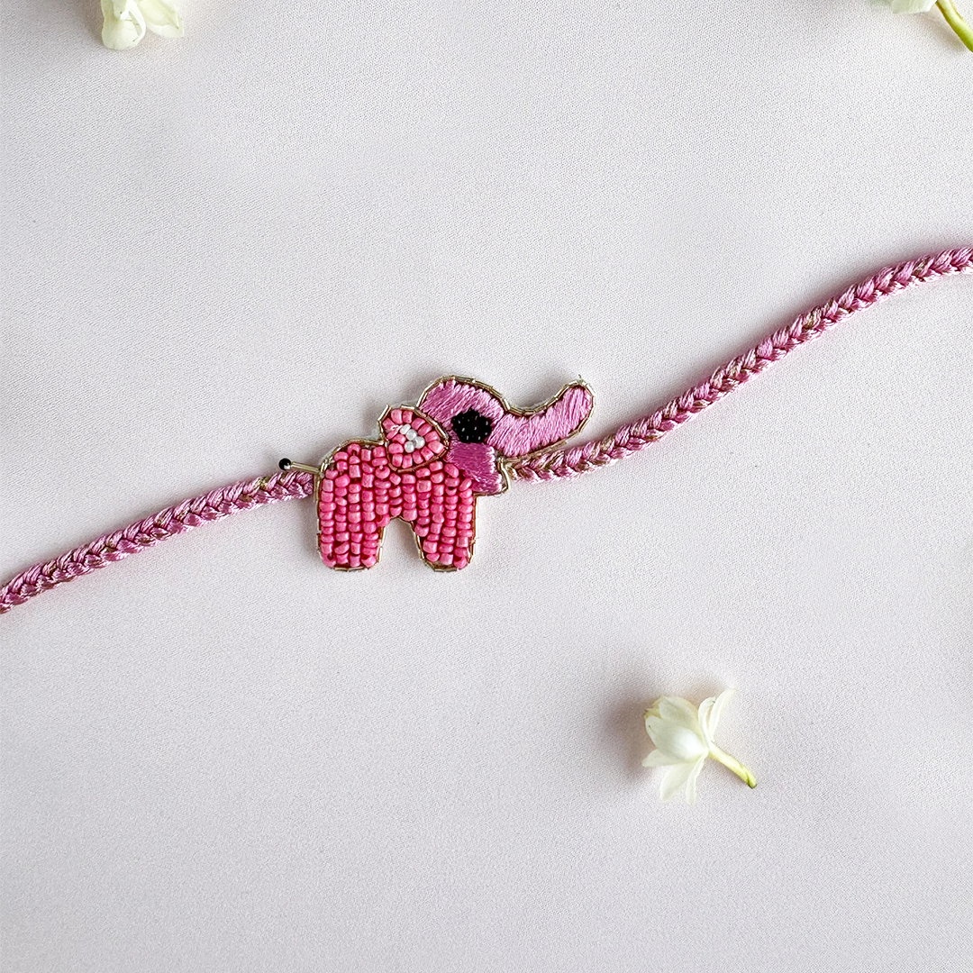 Pink Haathi Mera Saathi Handmade Rakhi
