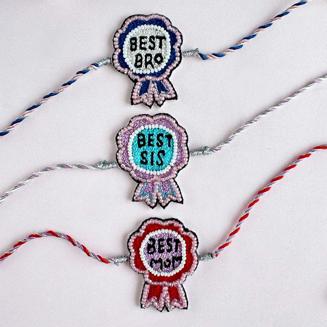 Set of 3- Best Sis, Mom & Bro Handmade Rakhi