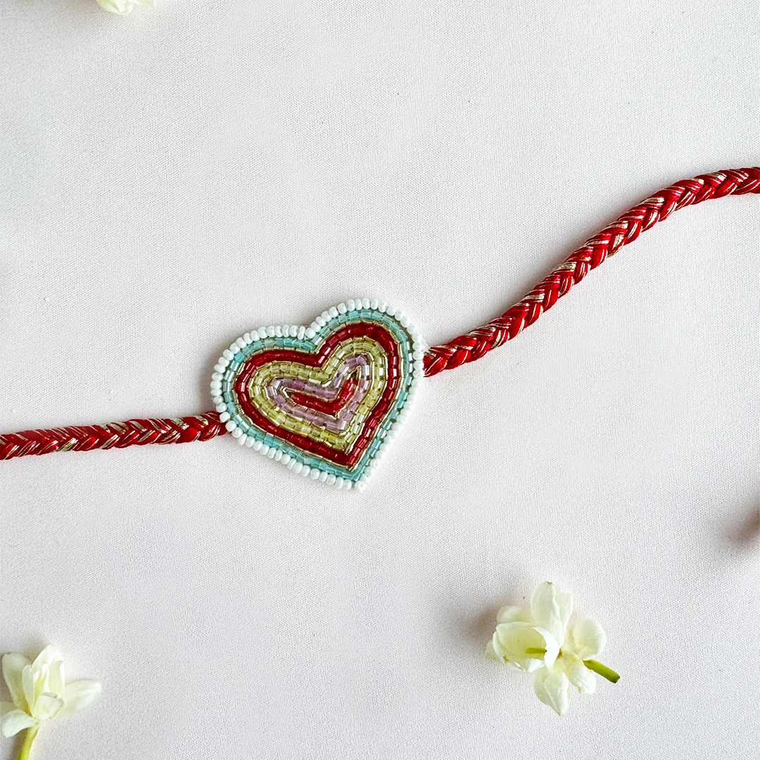 Heartstring Embroidered Handmade Rakhi