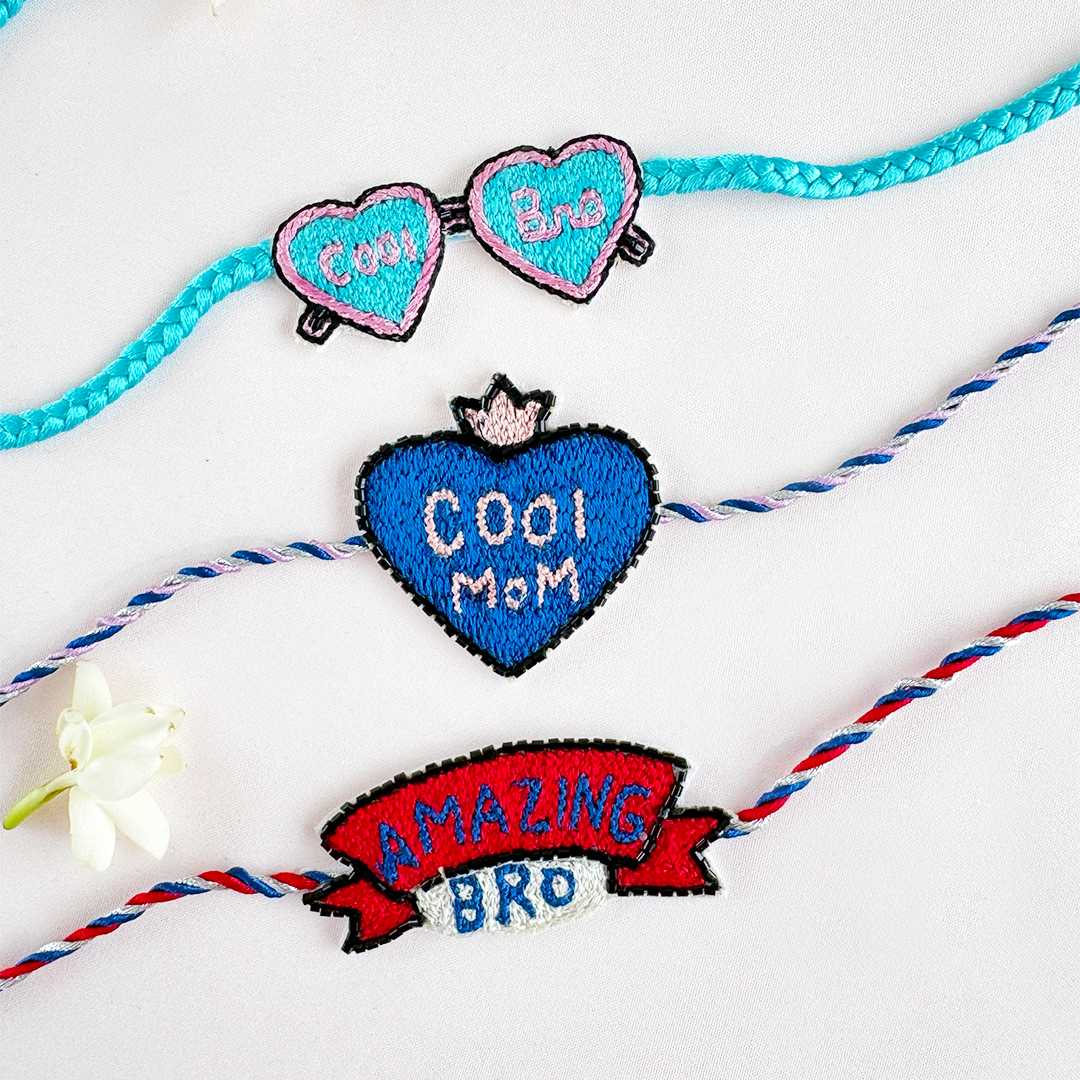 Set of 3- Cool knot Bro & Mom Handmade Rakhi