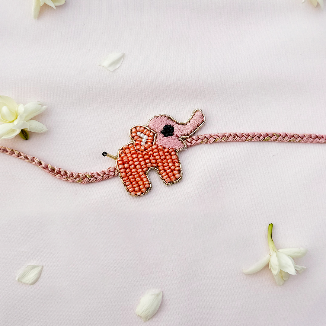 Peach Haathi Mera Saathi Handmade Rakhi