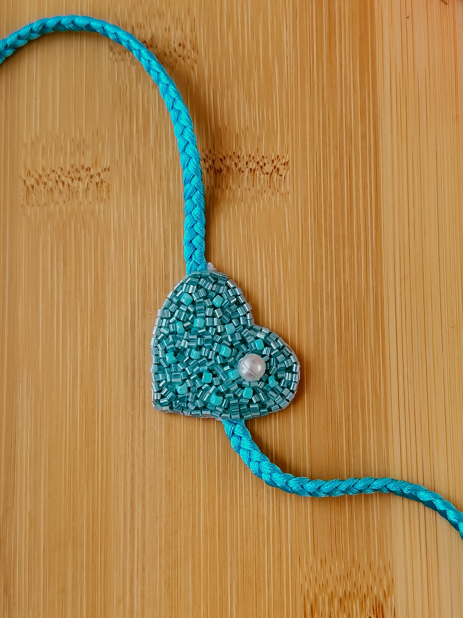 Teal Blue Love Bond Handmade Rakhi
