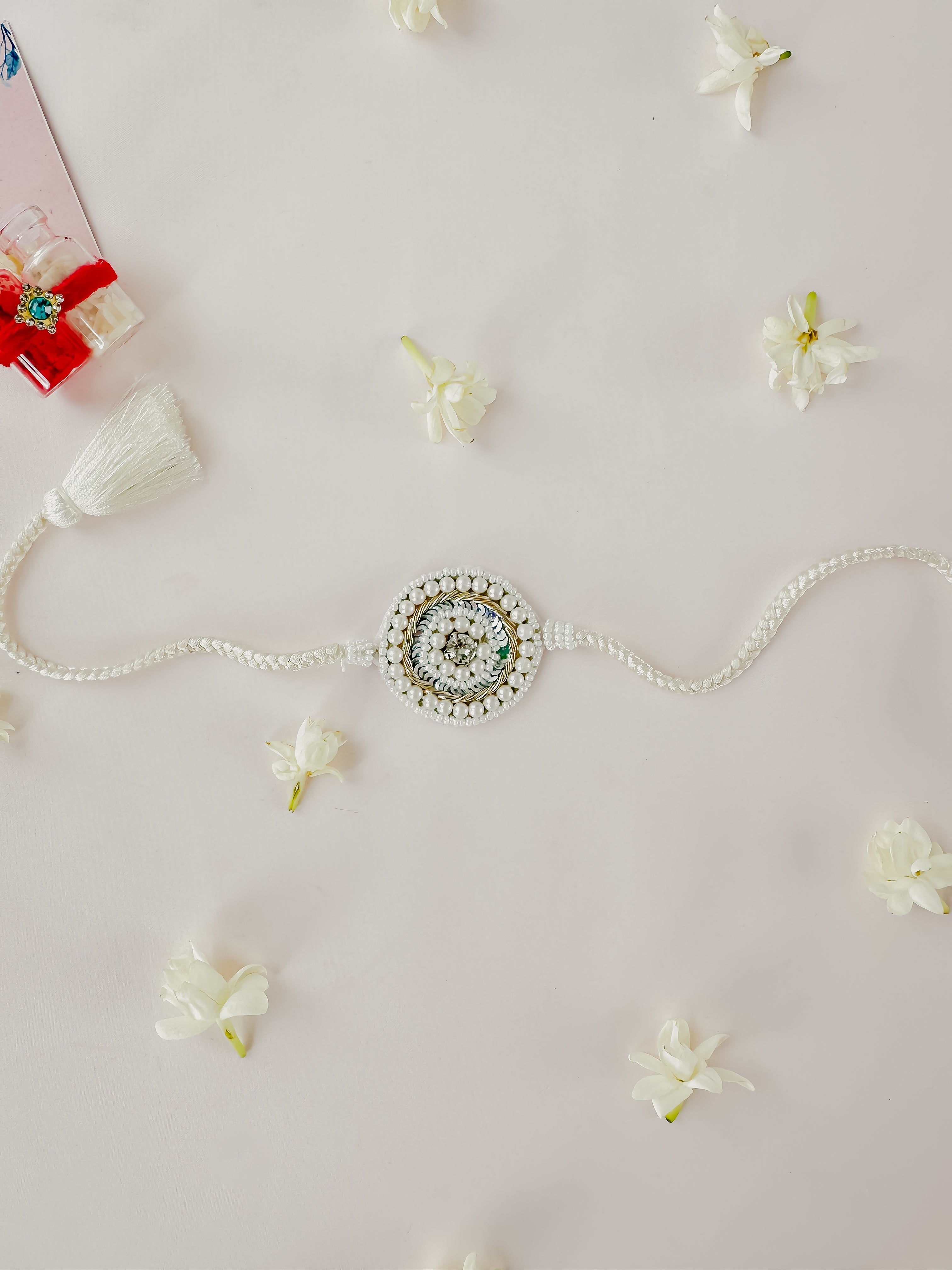 White Pearl Handmade Rakhi