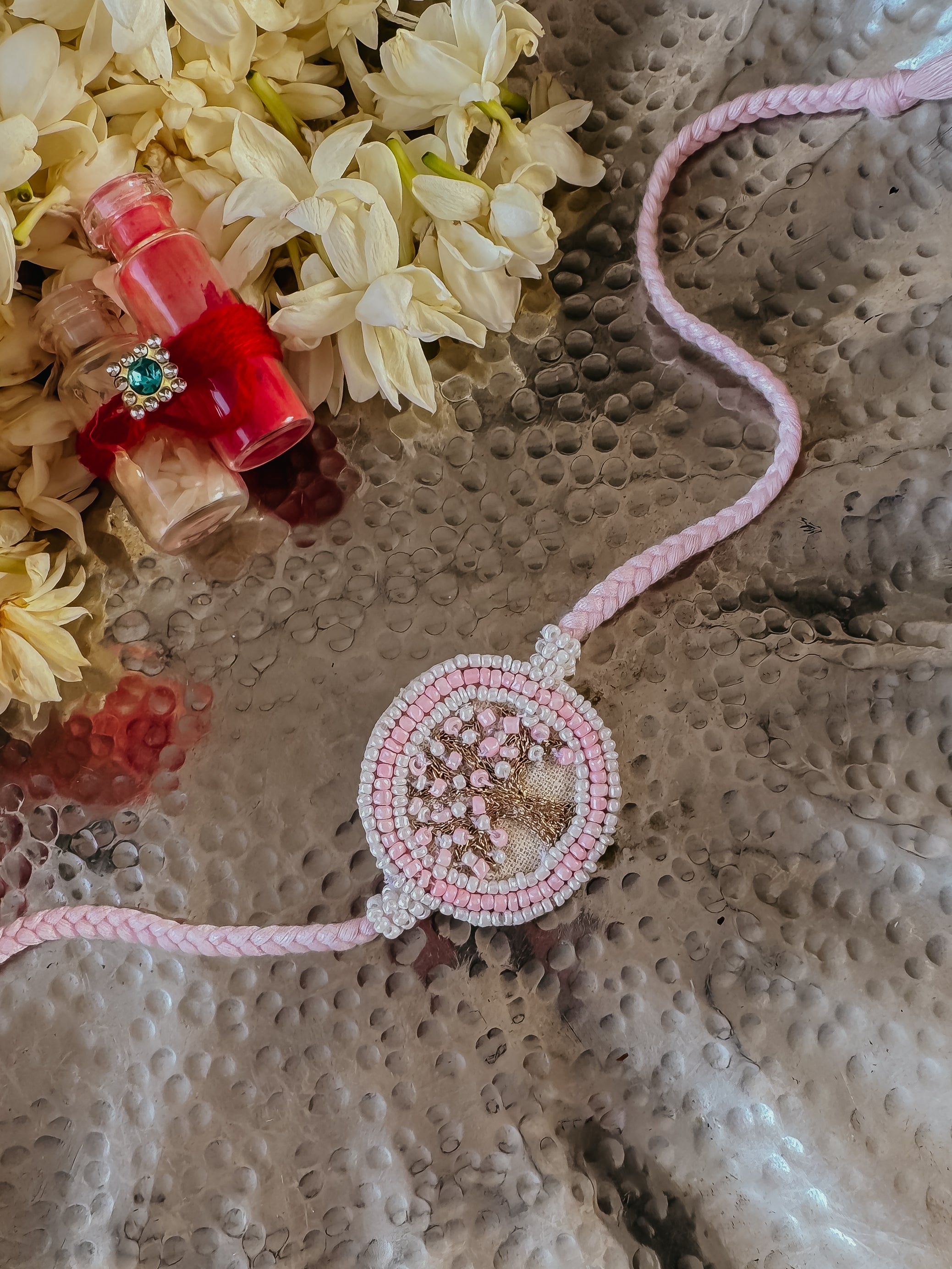 Sweet Pink Kalpavriksha Handmade Rakhi