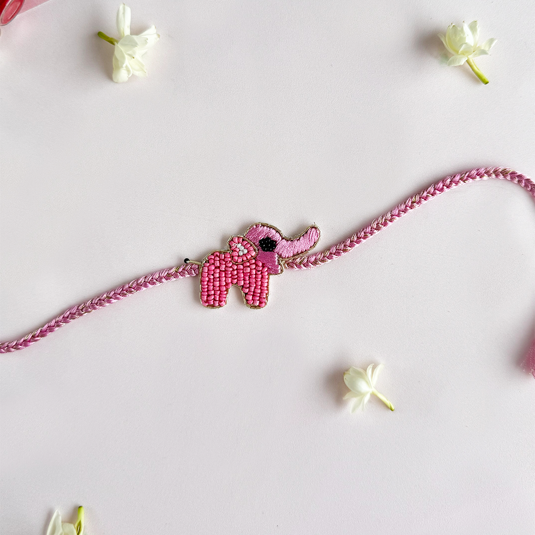 Pink Haathi Mera Saathi Handmade Rakhi