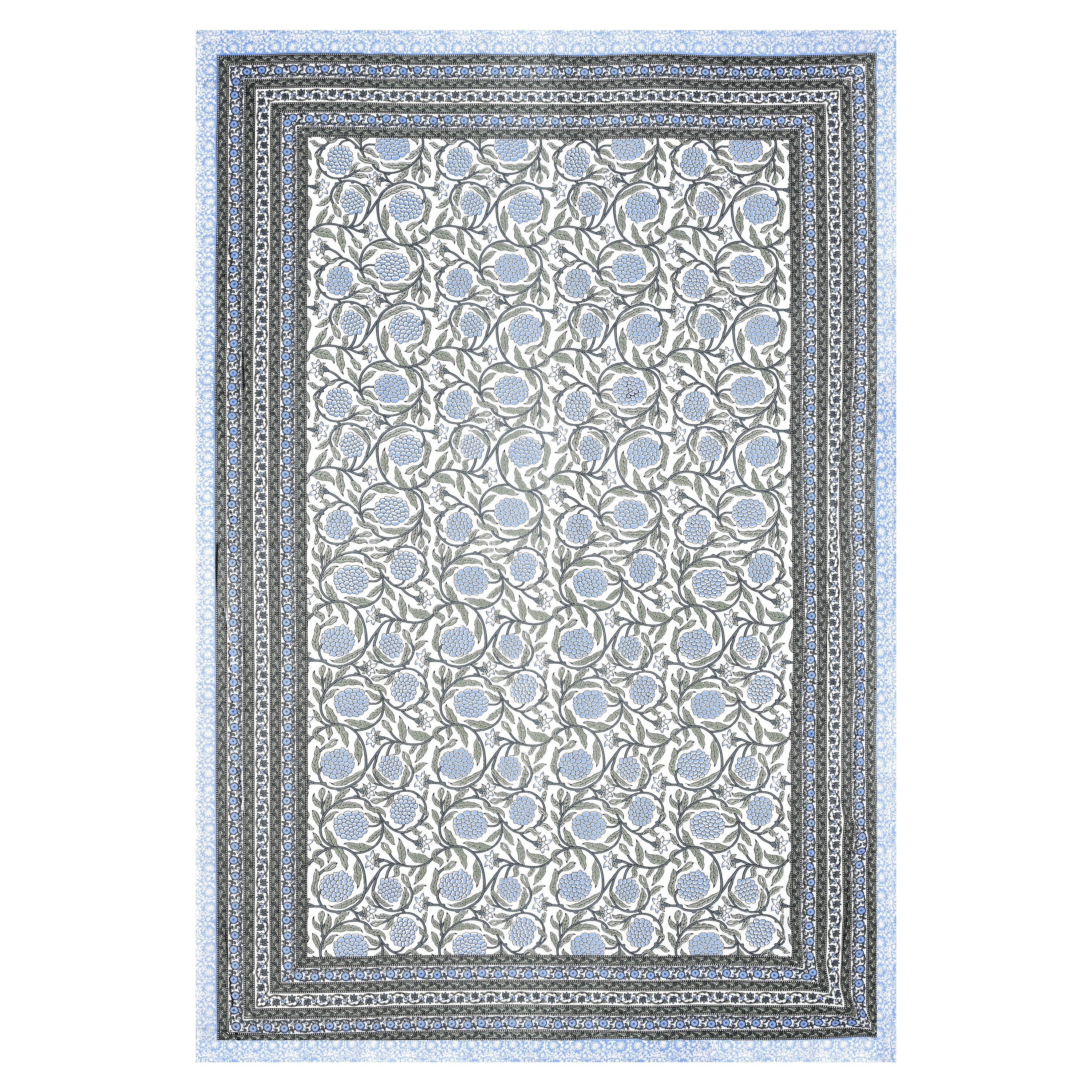 Pastel Floral Cotton Single Bedsheet- Sky Blue (Pack of 2)