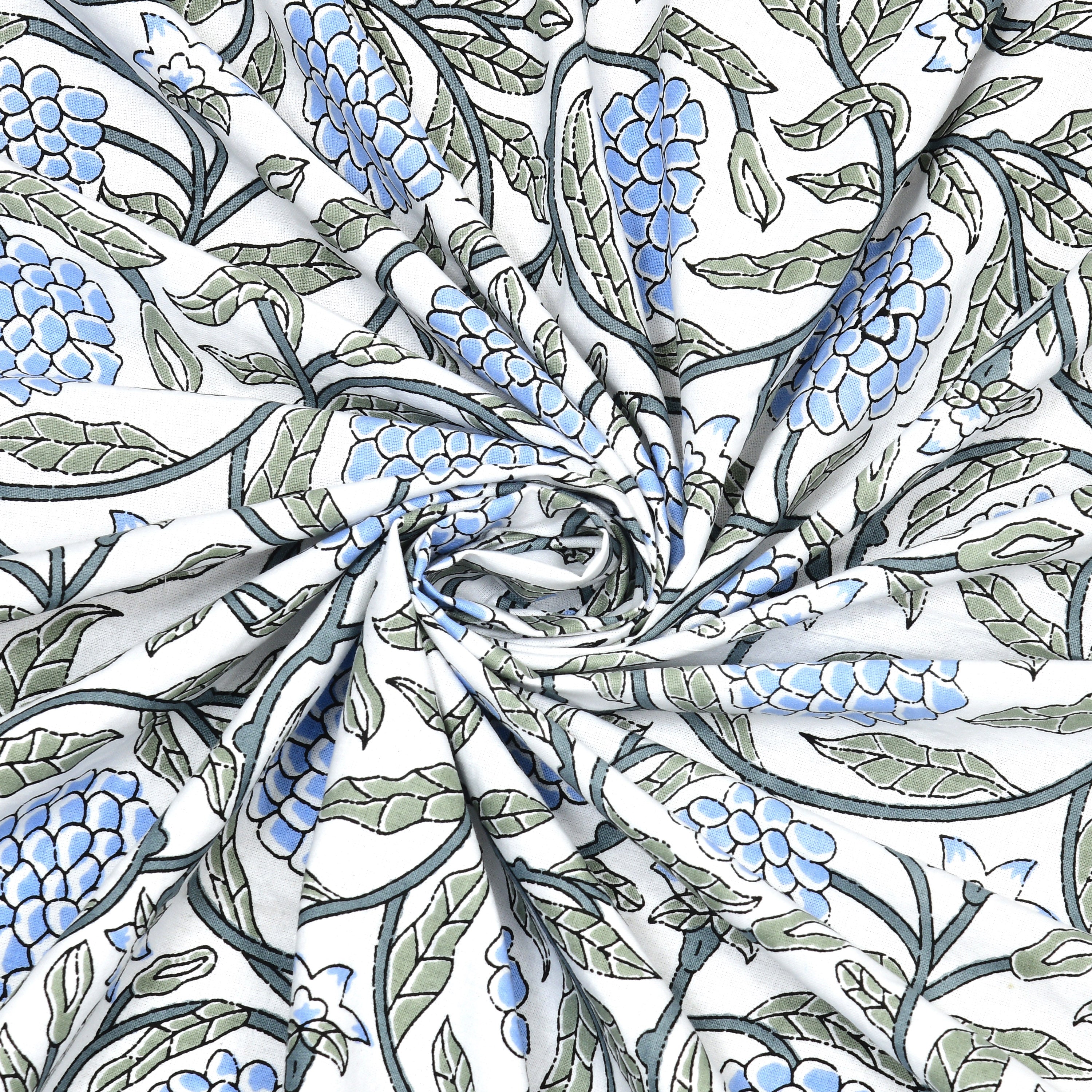 Pastel Floral Cotton Single Bedsheet- Sky Blue (Pack of 2)