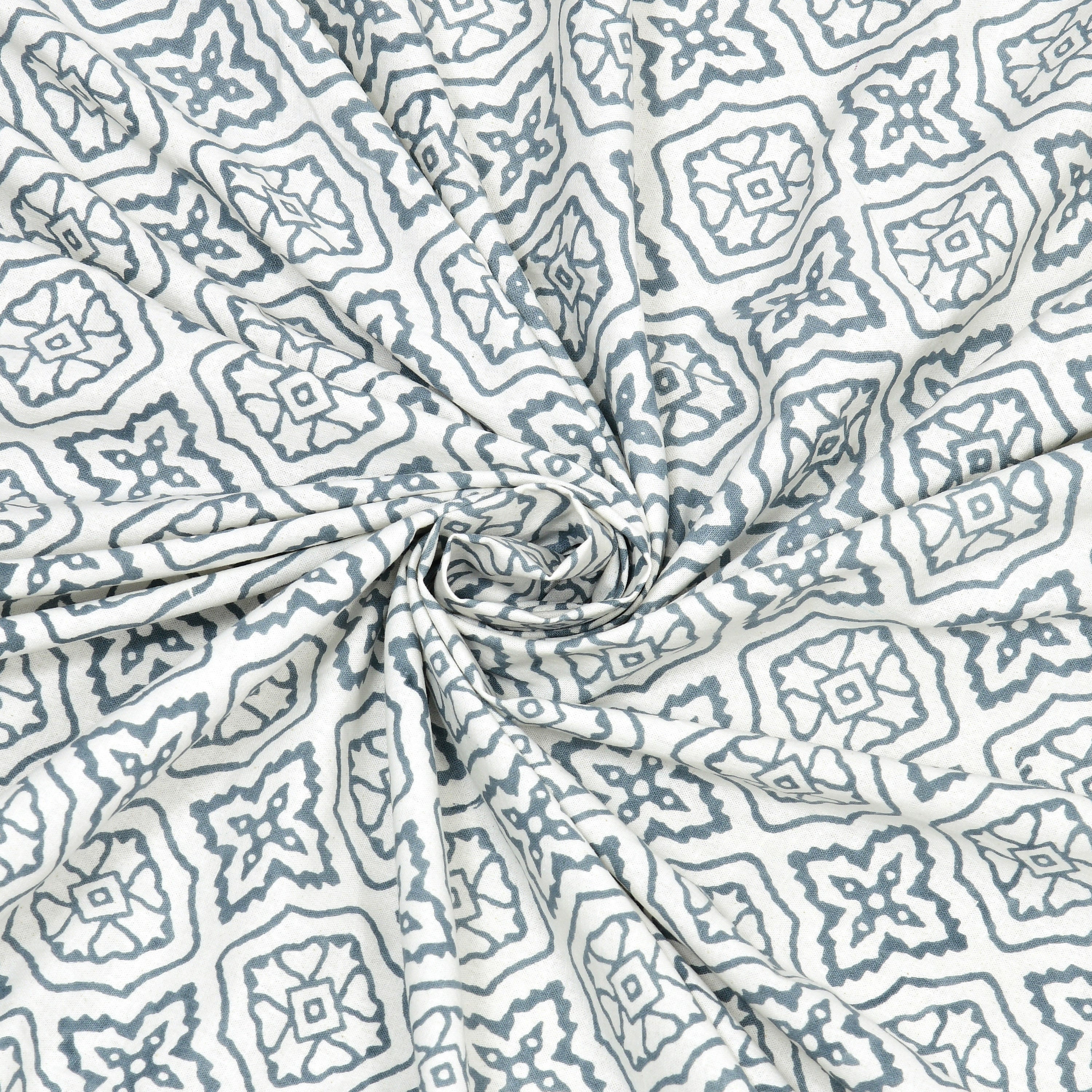 Square Printed Single Cotton Bedsheet- Grey (Pack of 2)