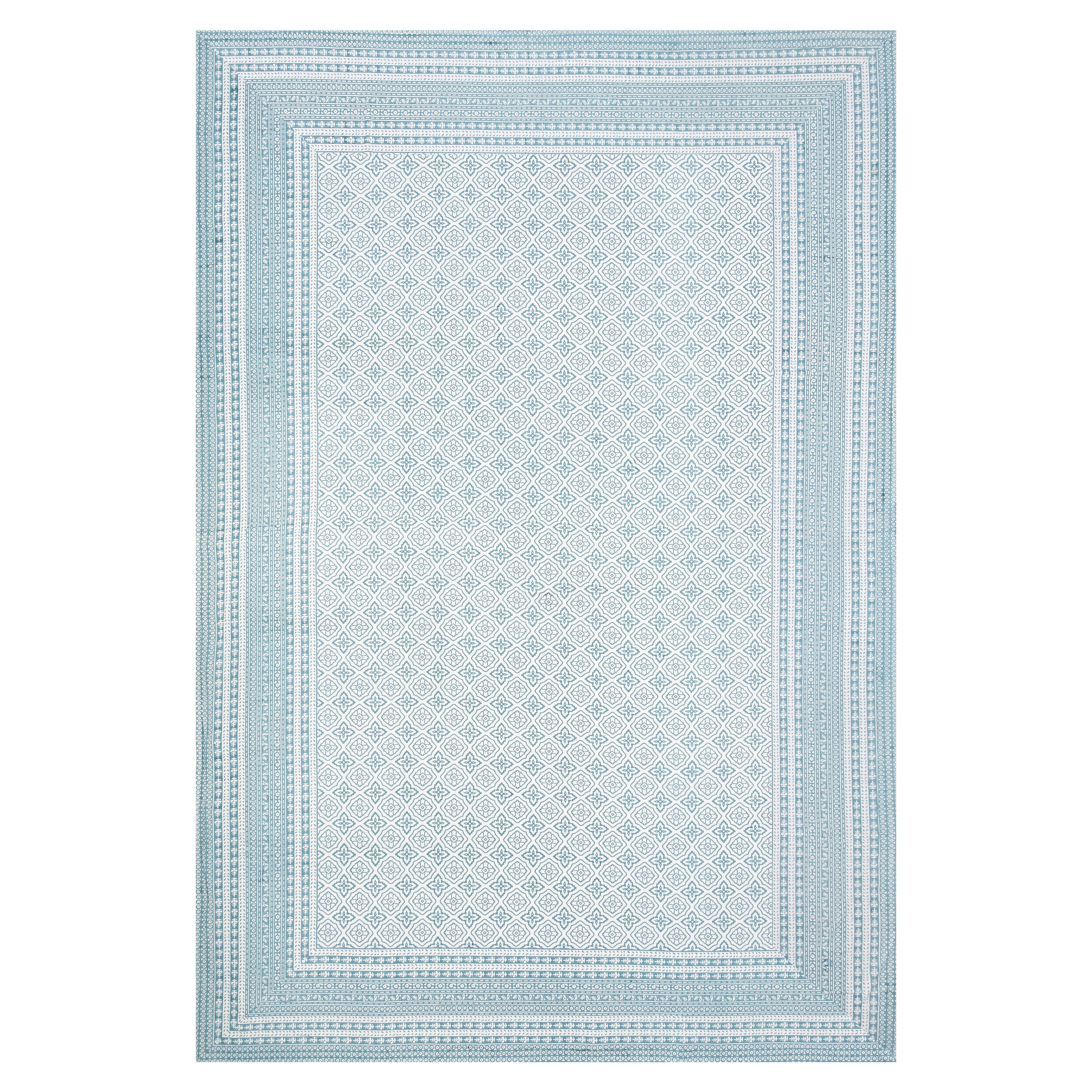 Square Printed Cotton Single Bedsheet- Blue (Pack of 2)