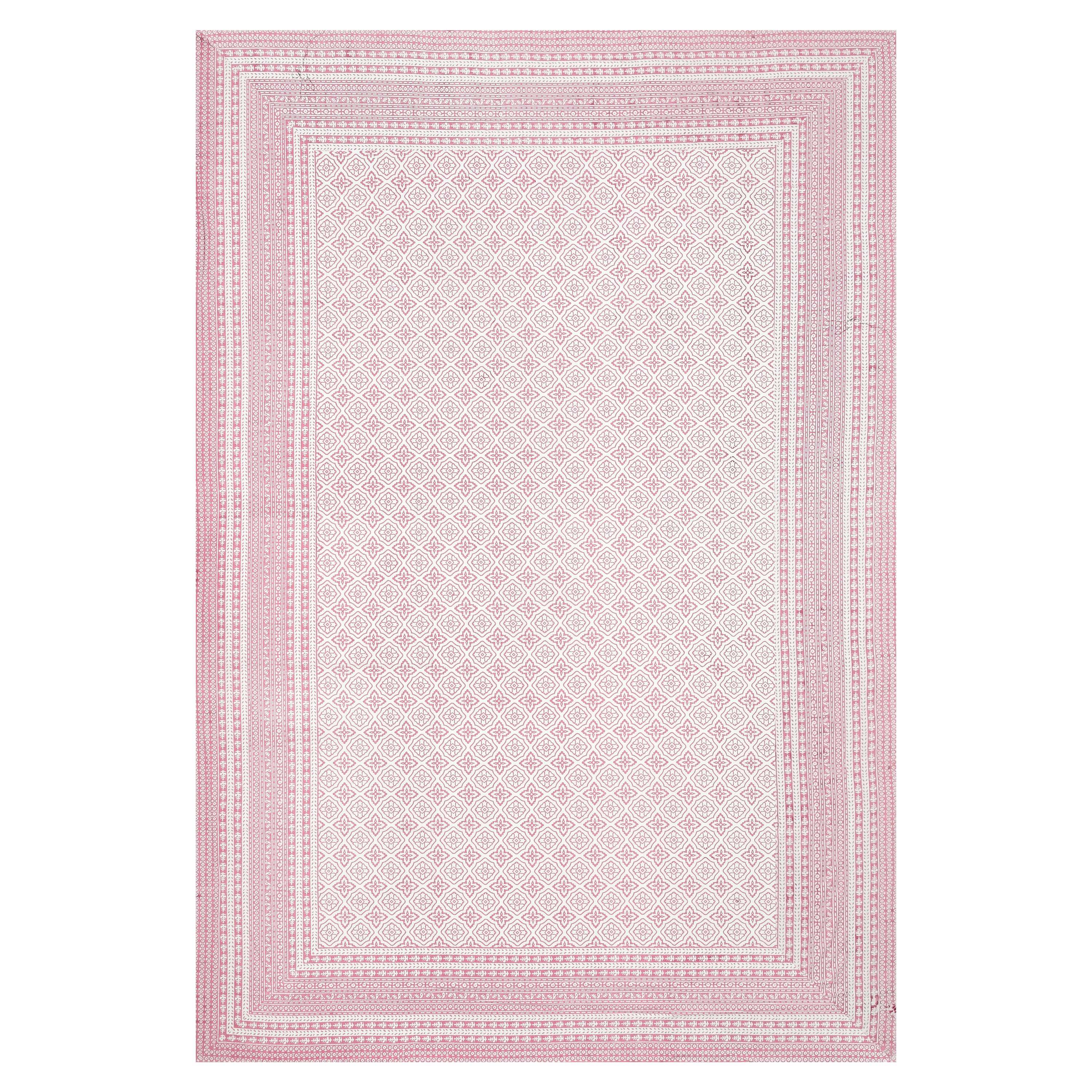 Square Printed Cotton Single Bedsheet- Pink (Pack of 2)