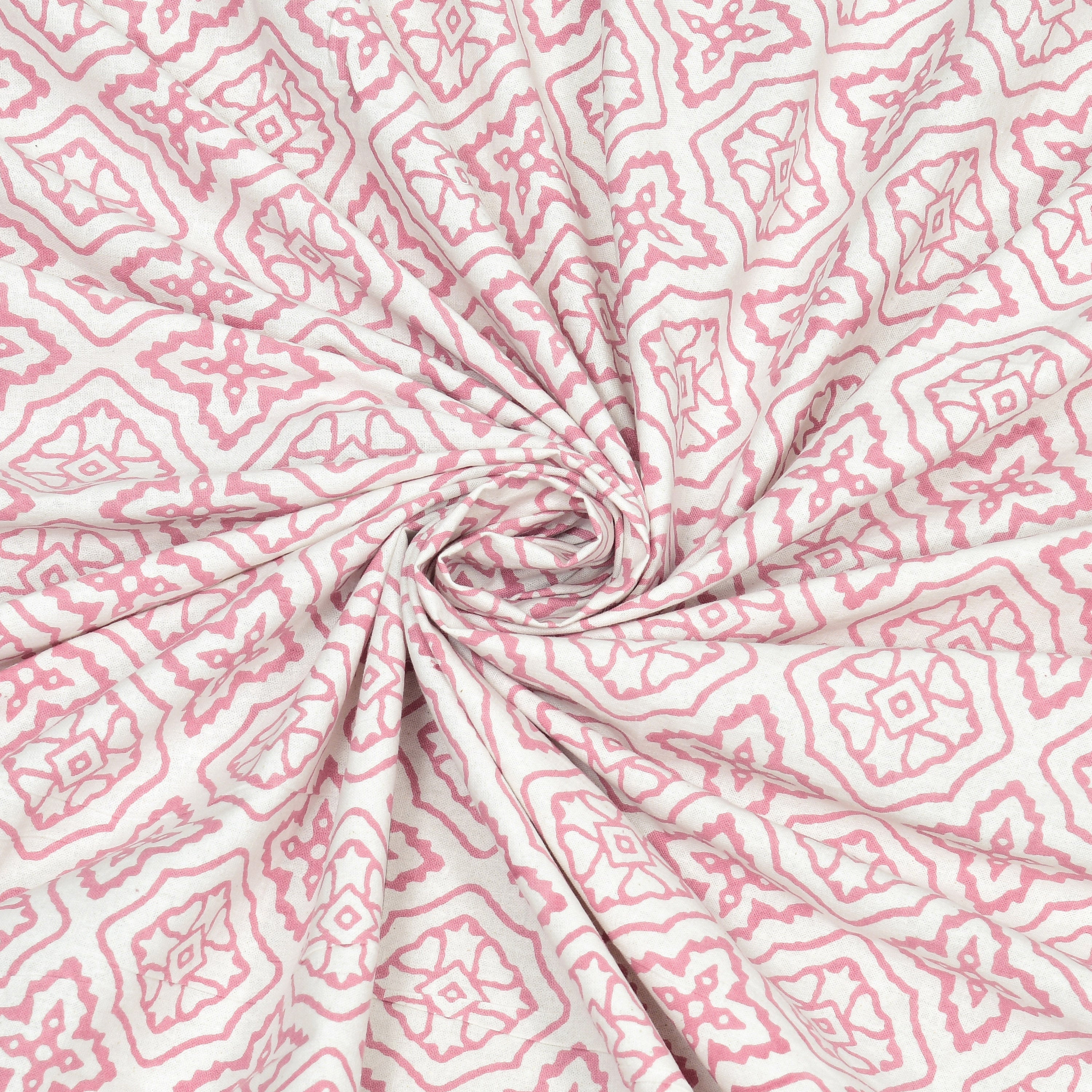 Square Printed Cotton Single Bedsheet- Pink (Pack of 2)