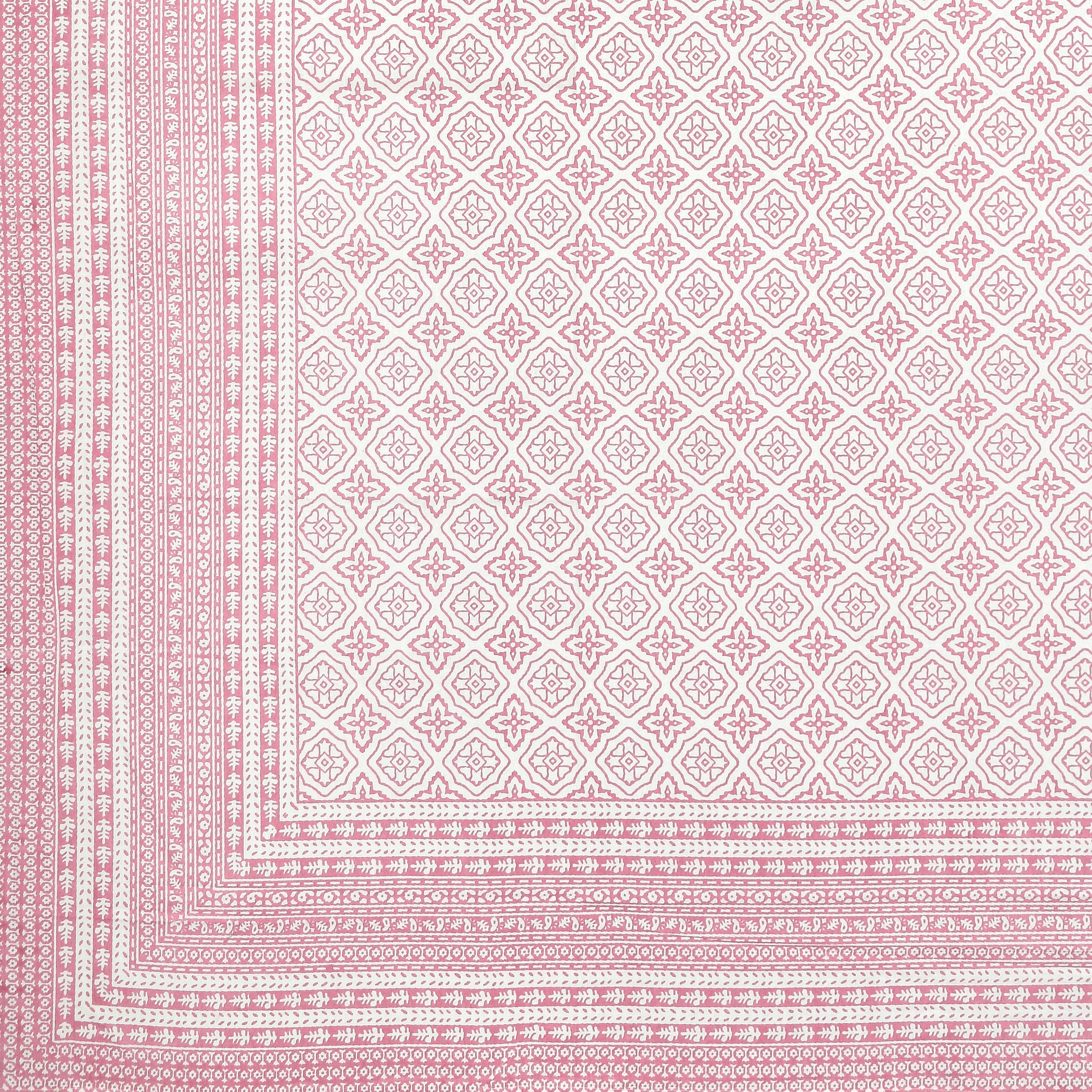 Square Printed Cotton Single Bedsheet- Pink (Pack of 2)