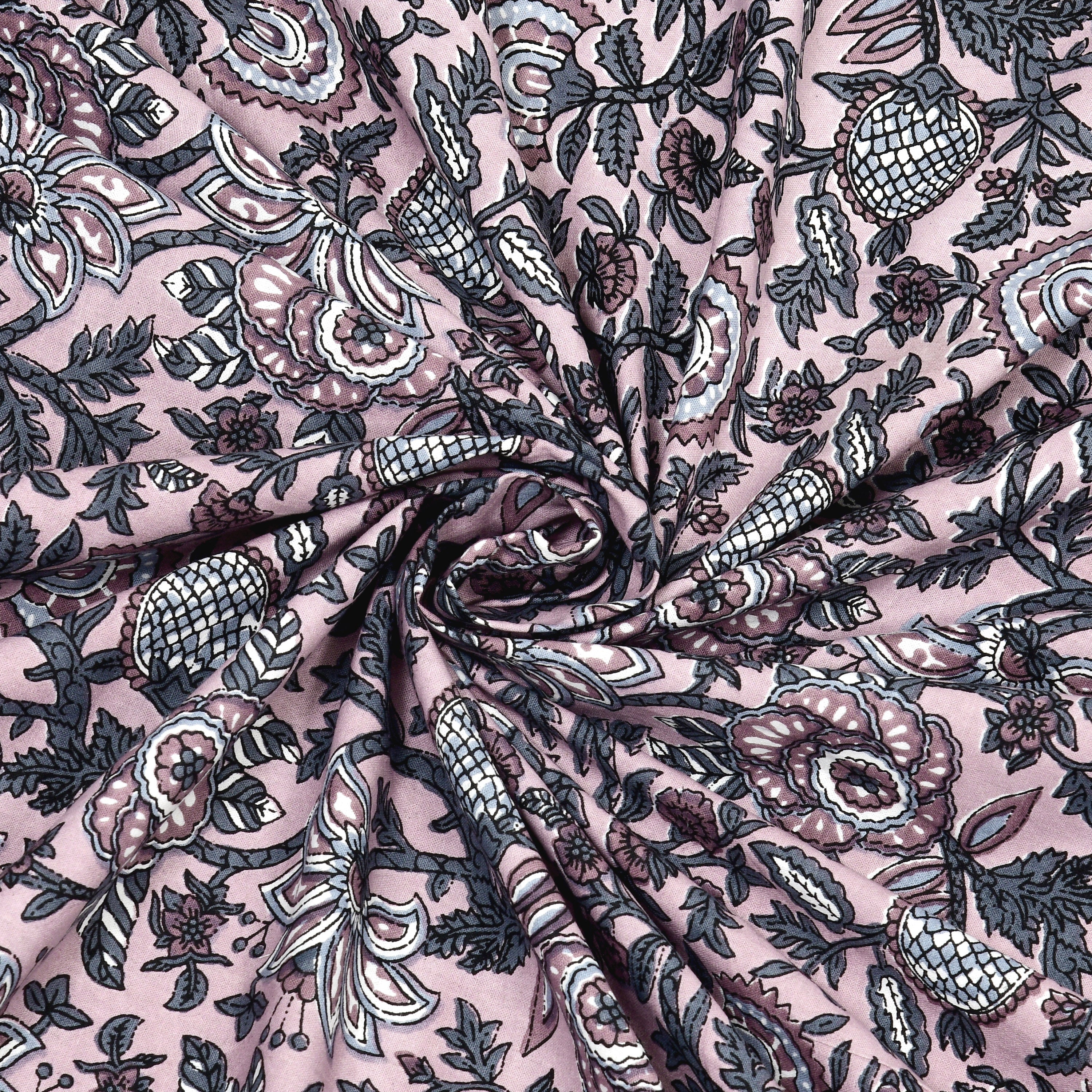 Vintage Botanical Printed Single Bedsheet- Muted Mauve (Pack of 2)