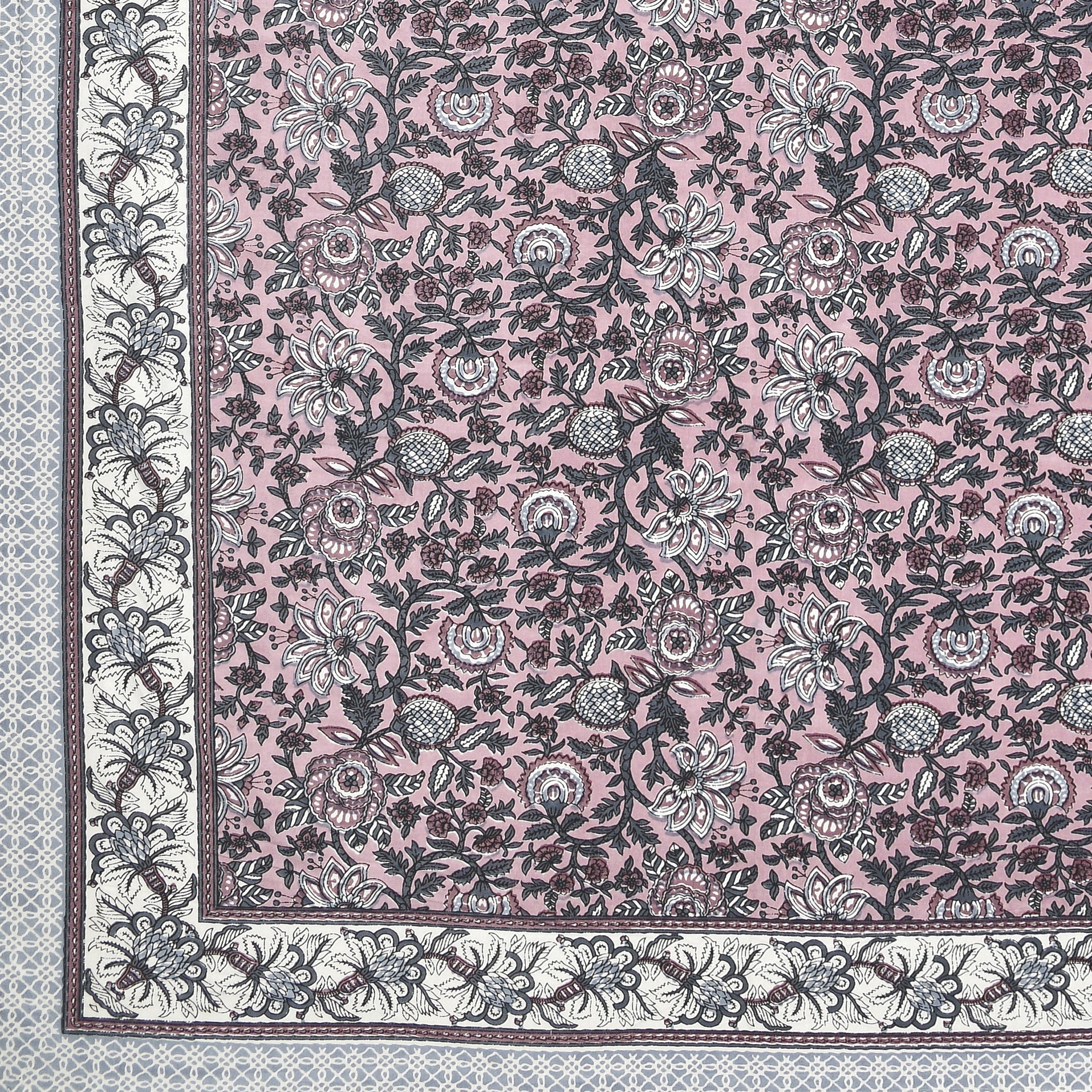 Vintage Botanical Printed Single Bedsheet- Muted Mauve (Pack of 2)