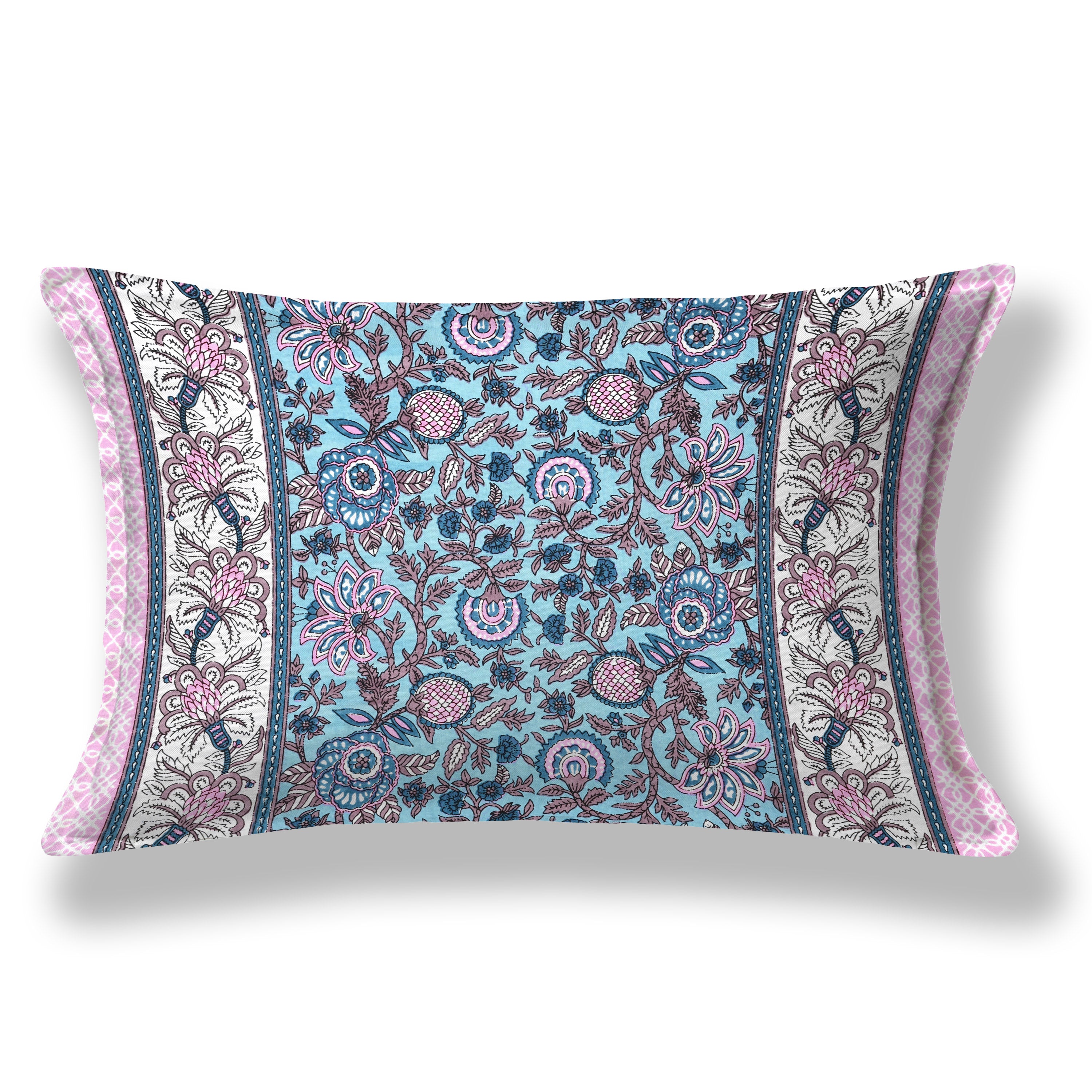 Vintage Botanical Printed Single Bedsheet- Sky Blue (Pack of 2)