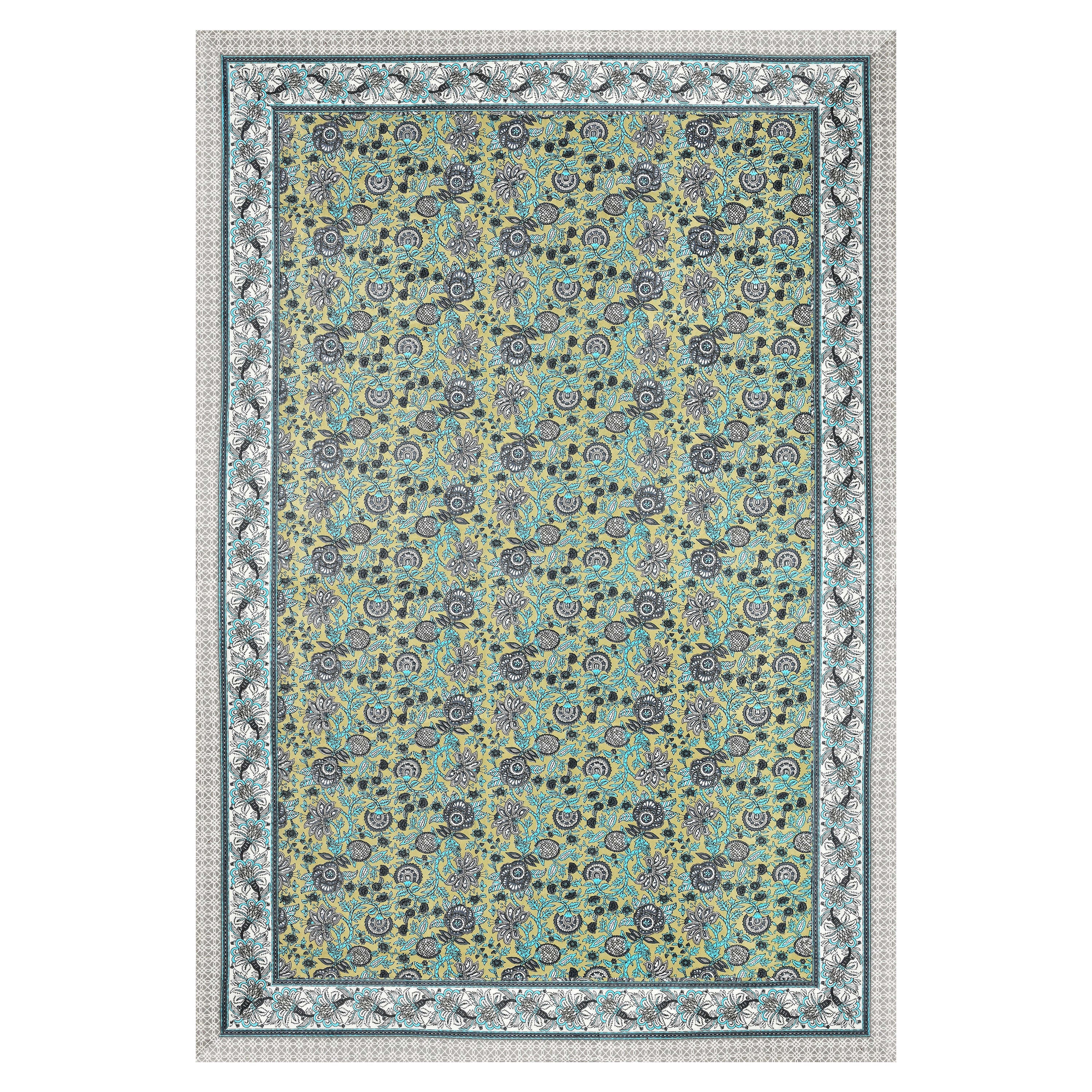 Vintage Botanical Printed Single Bedsheet- Mustard Olive (Pack of 2)