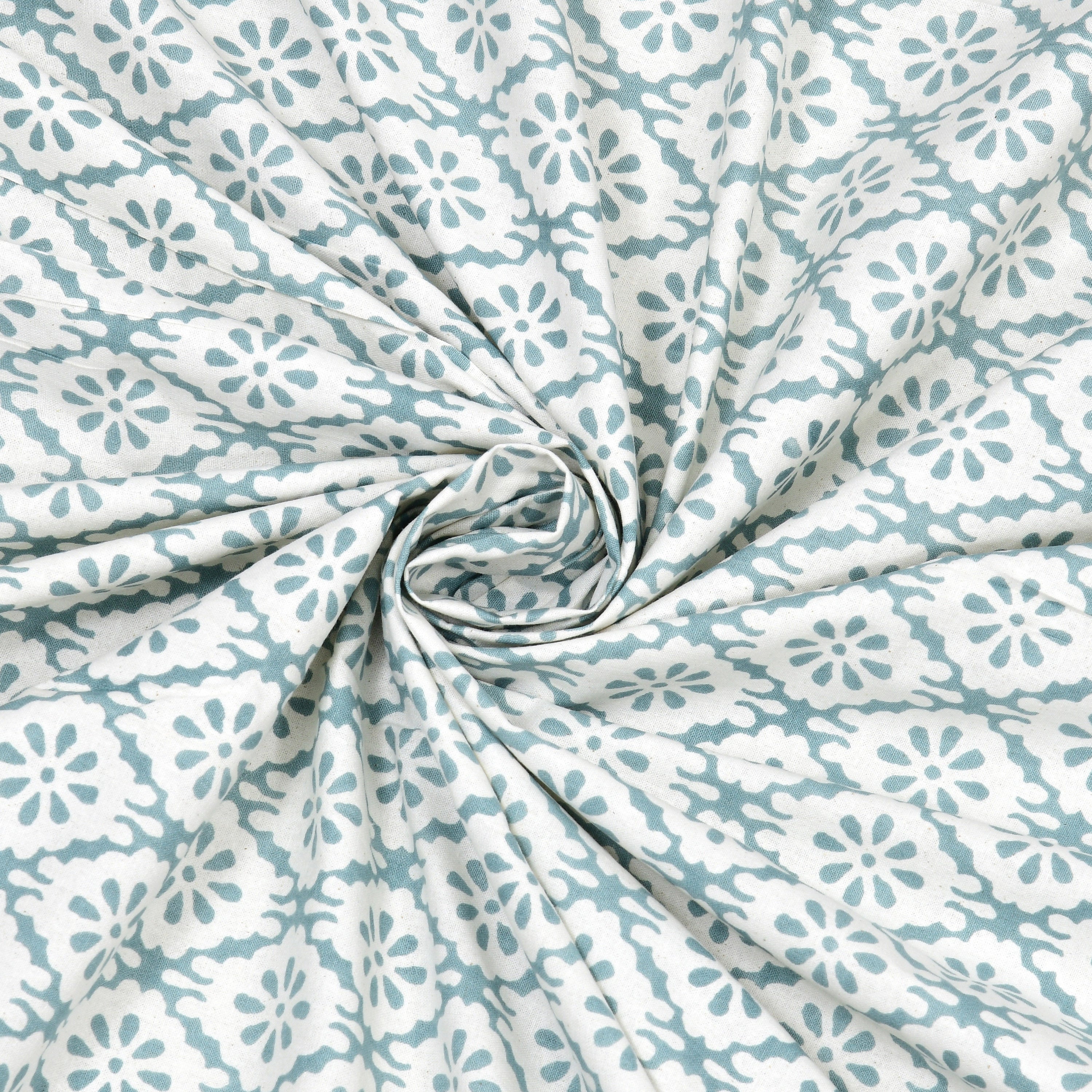 Basic Floral Cotton Single Bedsheet- Sea Green (Pack of 2)
