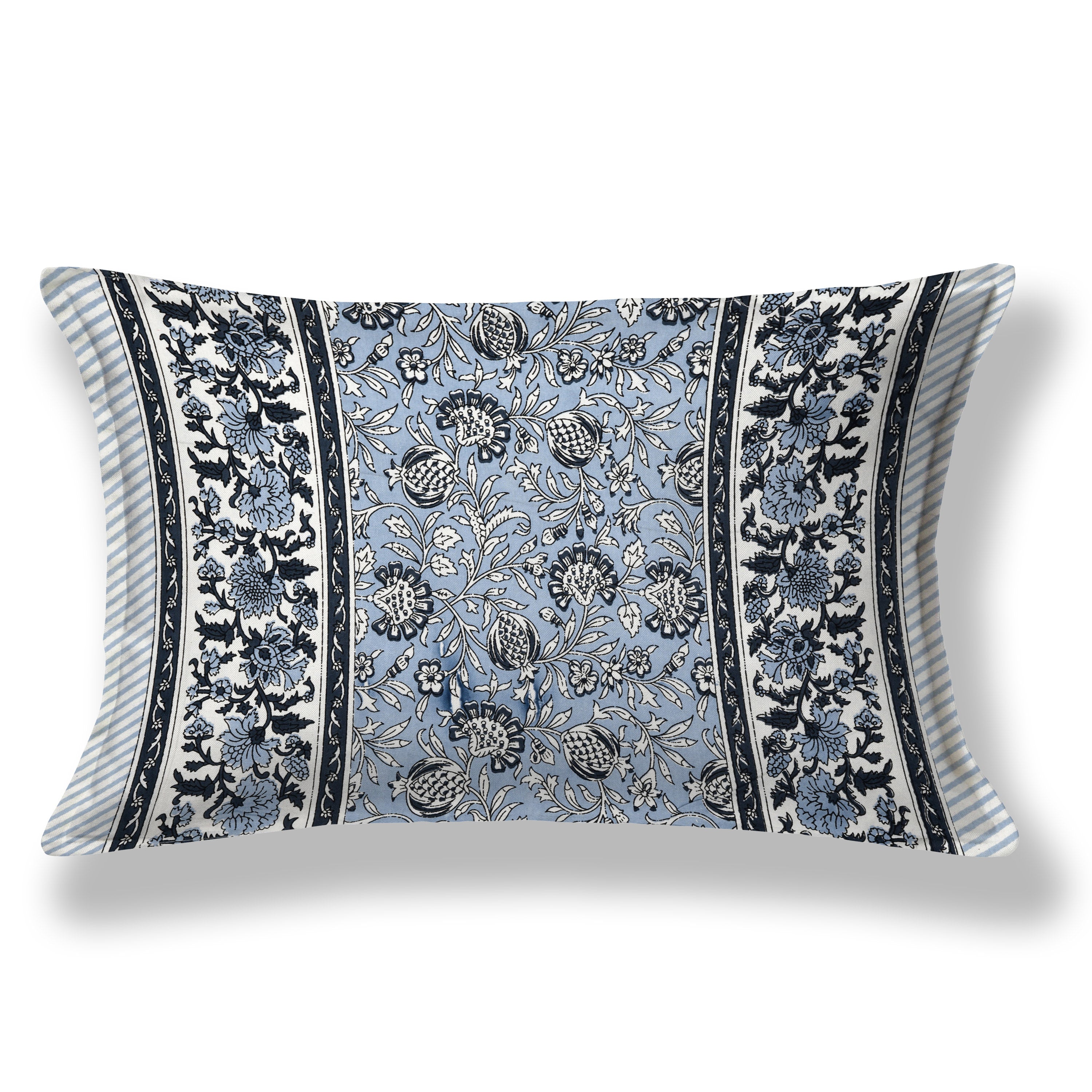 Floral Block-Printed Cotton Single Bedsheet- Blue (Pack of 2)