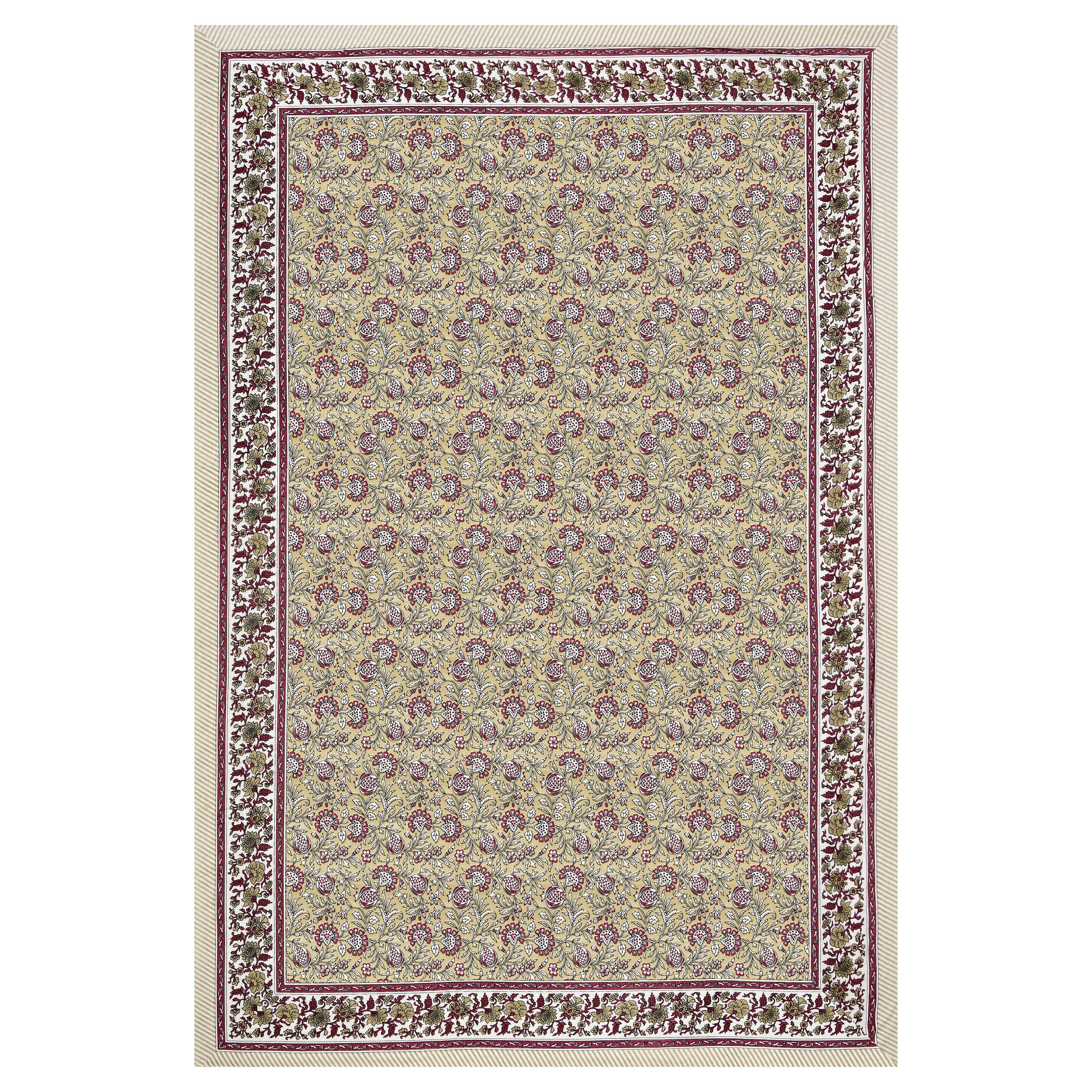Floral Block-Printed Cotton Single Bedsheet- Mustard Yellow (Pack of 2)