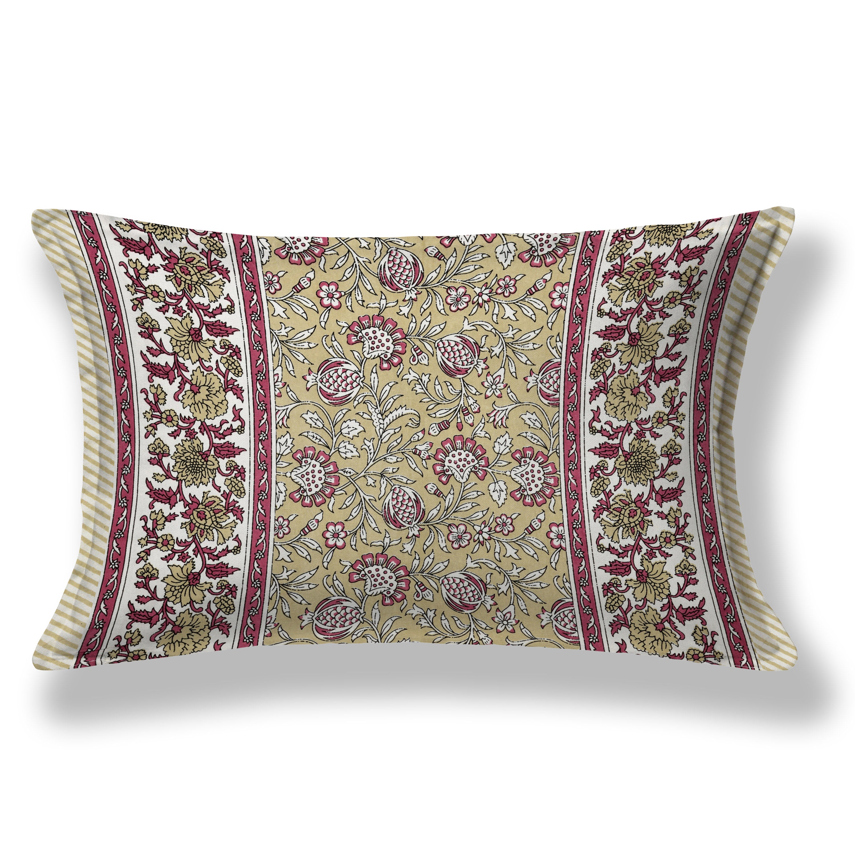 Floral Block-Printed Cotton Single Bedsheet- Mustard Yellow (Pack of 2)