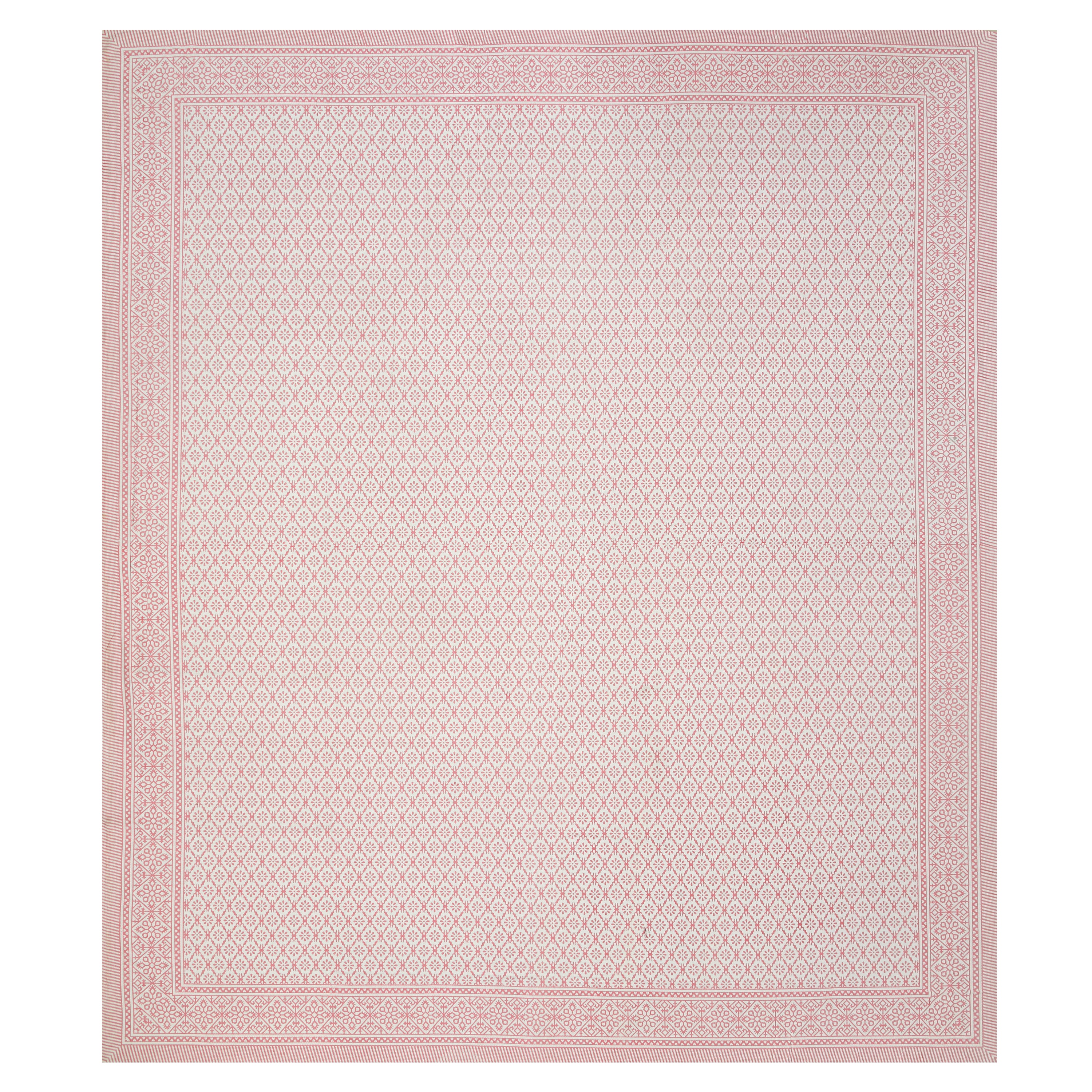 Basic Floral Cotton King Size Bedsheet- Baby Pink