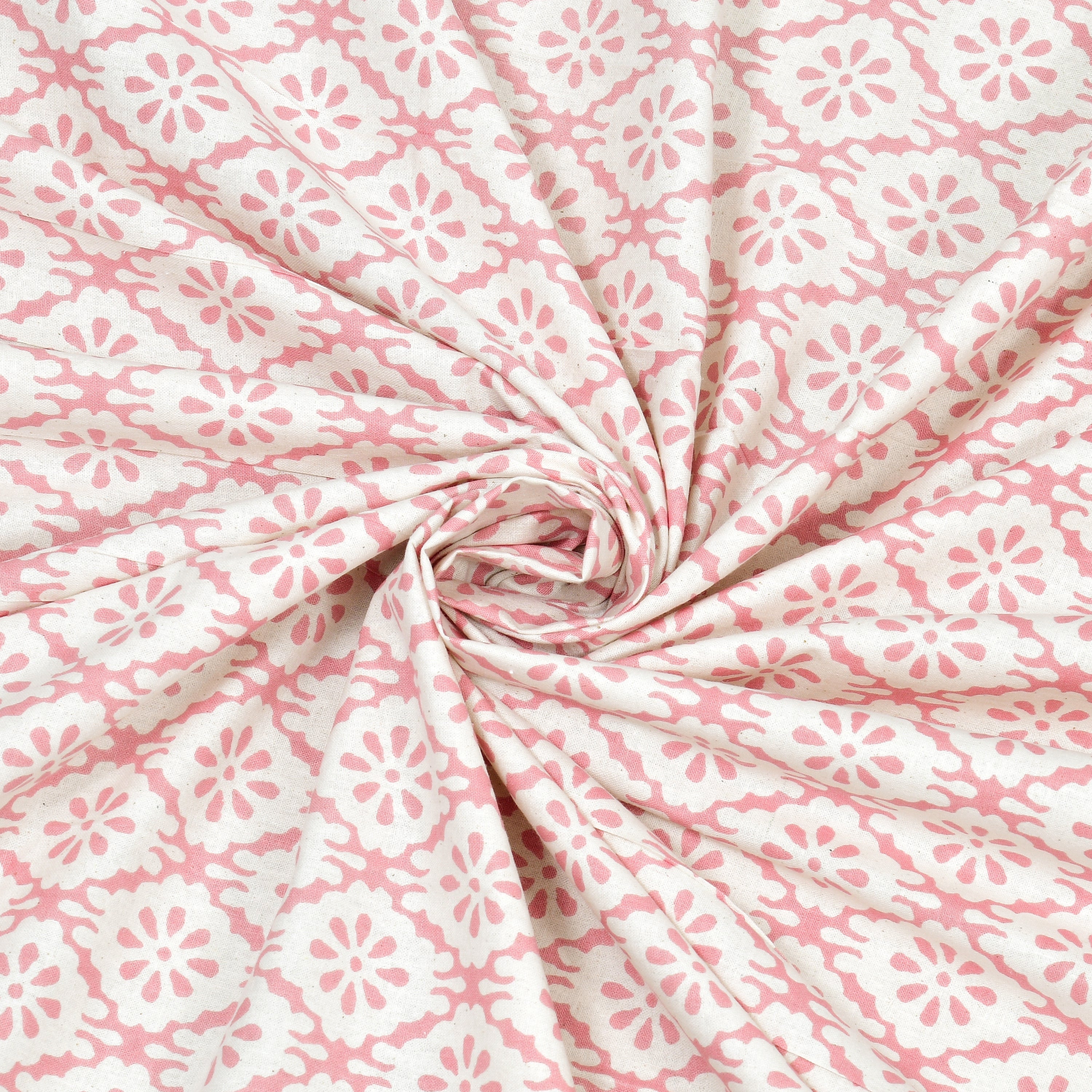 Basic Floral Cotton King Size Bedsheet- Baby Pink