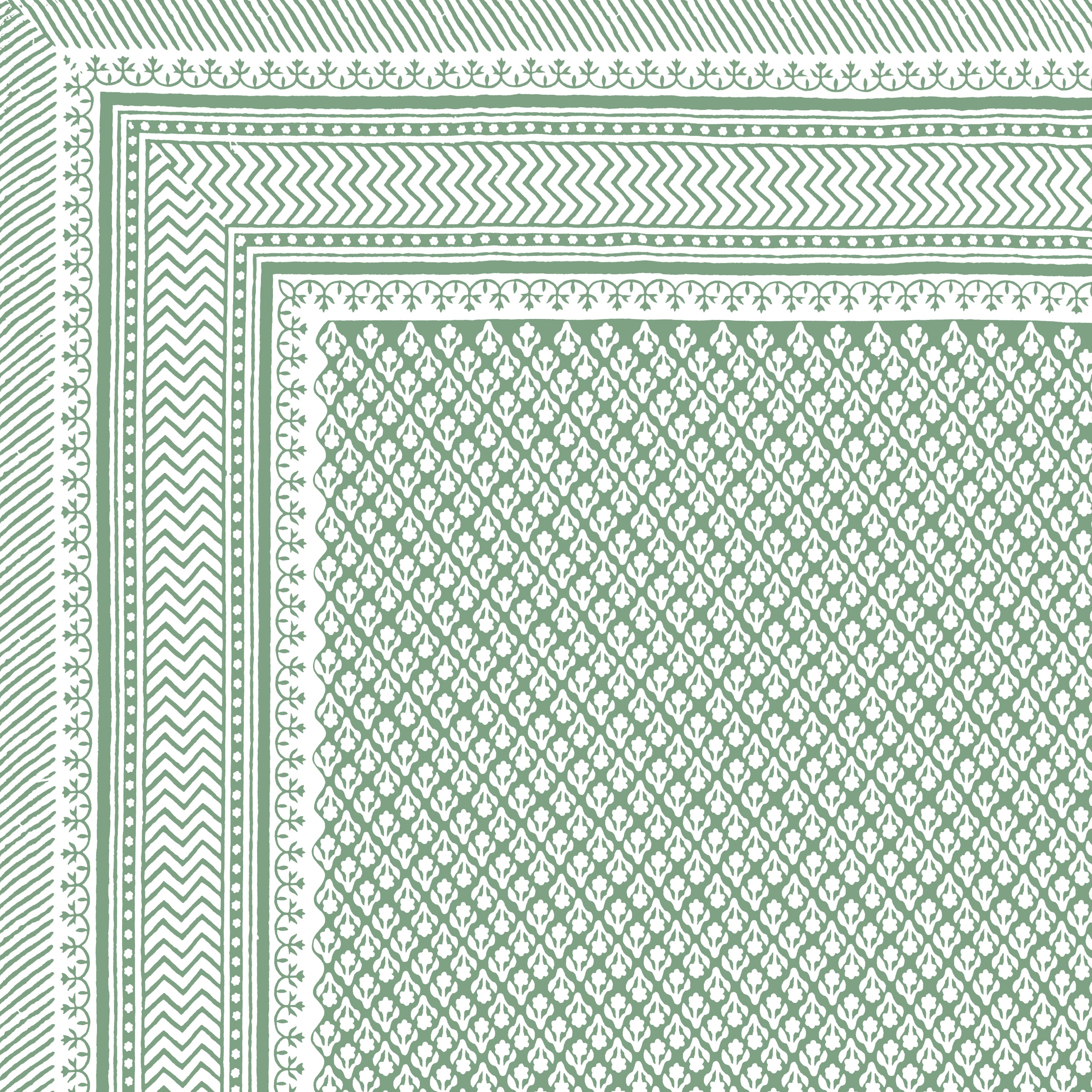 Rajasthani Jaali Printed Cotton Bedsheet - Sea Green