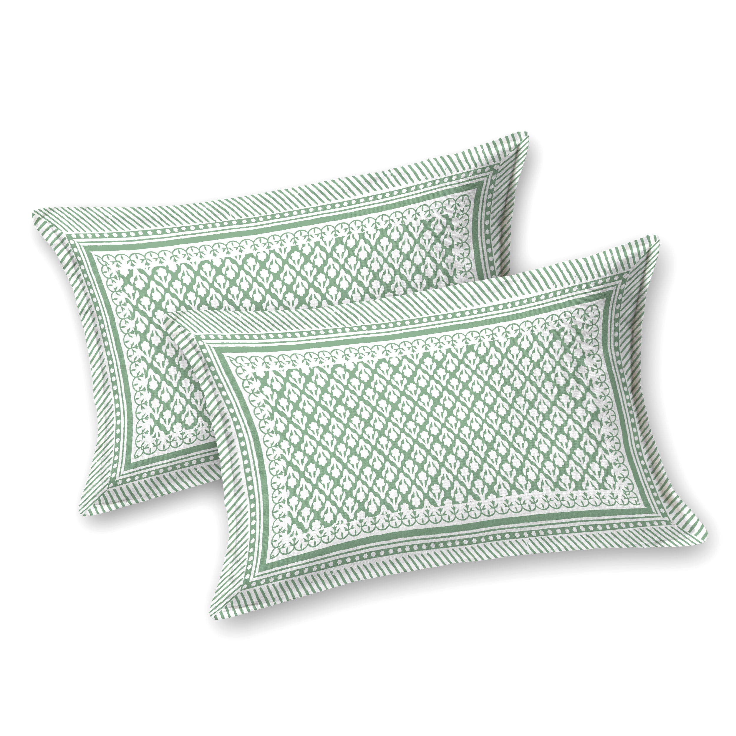Rajasthani Jaali Printed Cotton Bedsheet - Sea Green