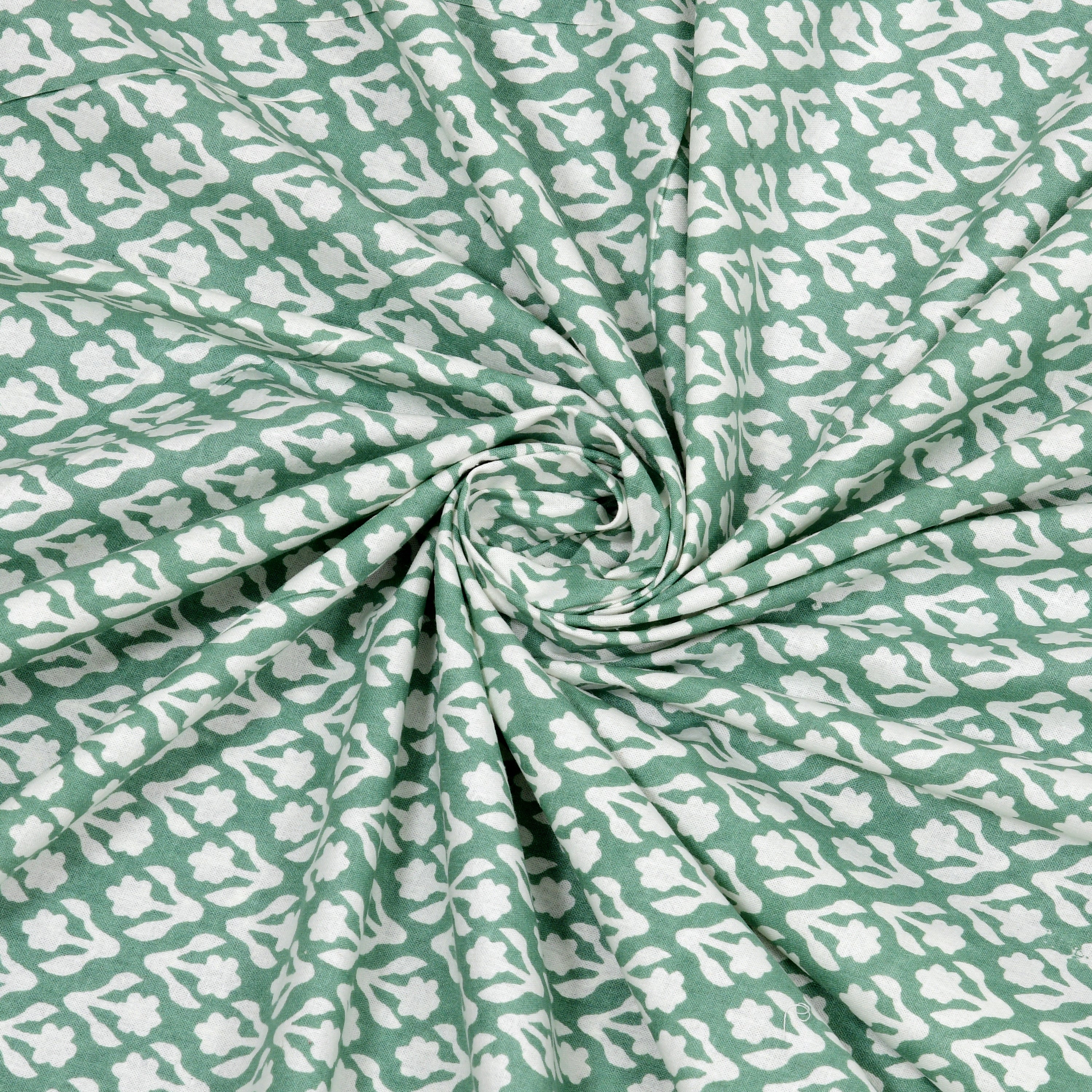 Rajasthani Jaali Printed Cotton Bedsheet - Sea Green