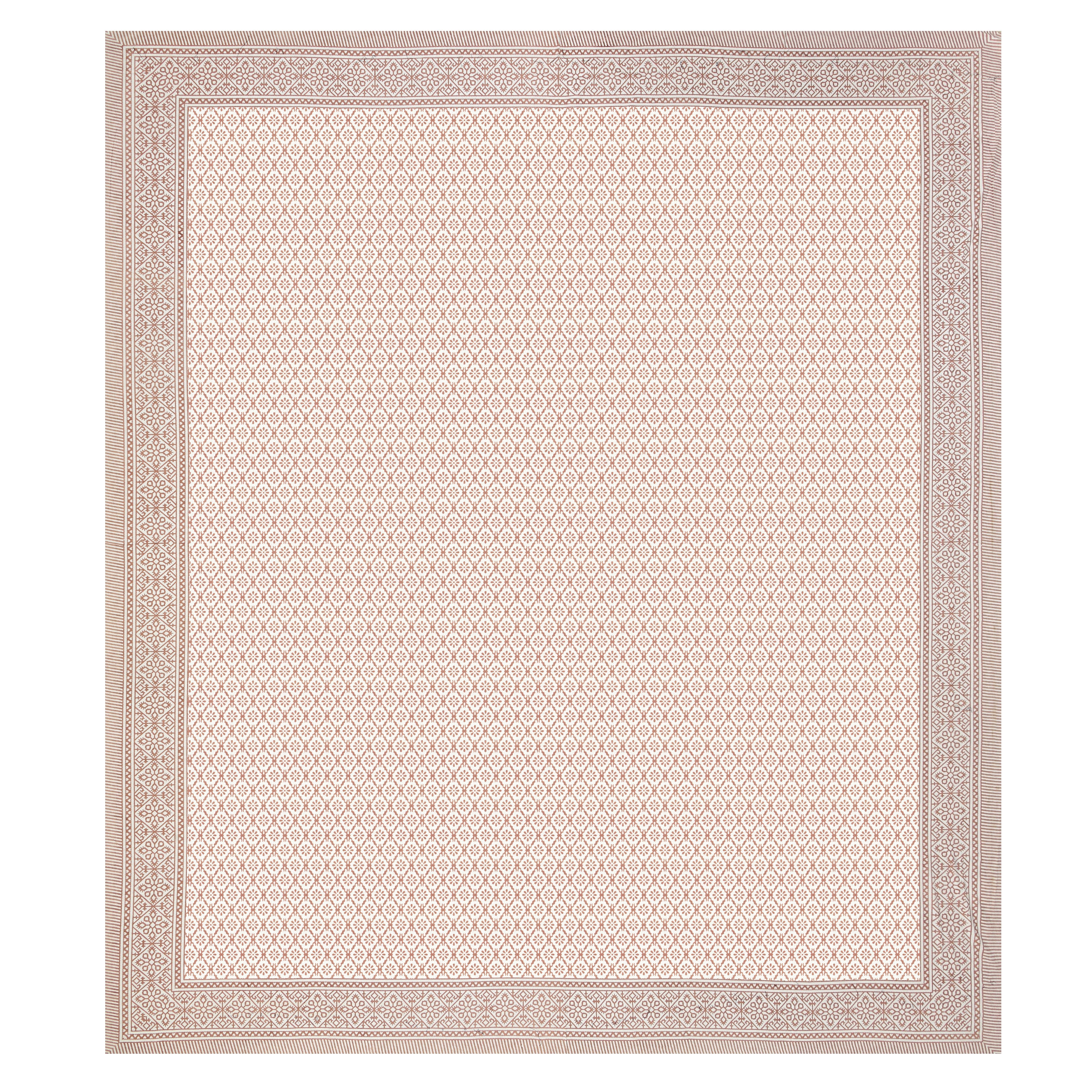 Basic Floral Cotton King Size Bedsheet- Beige