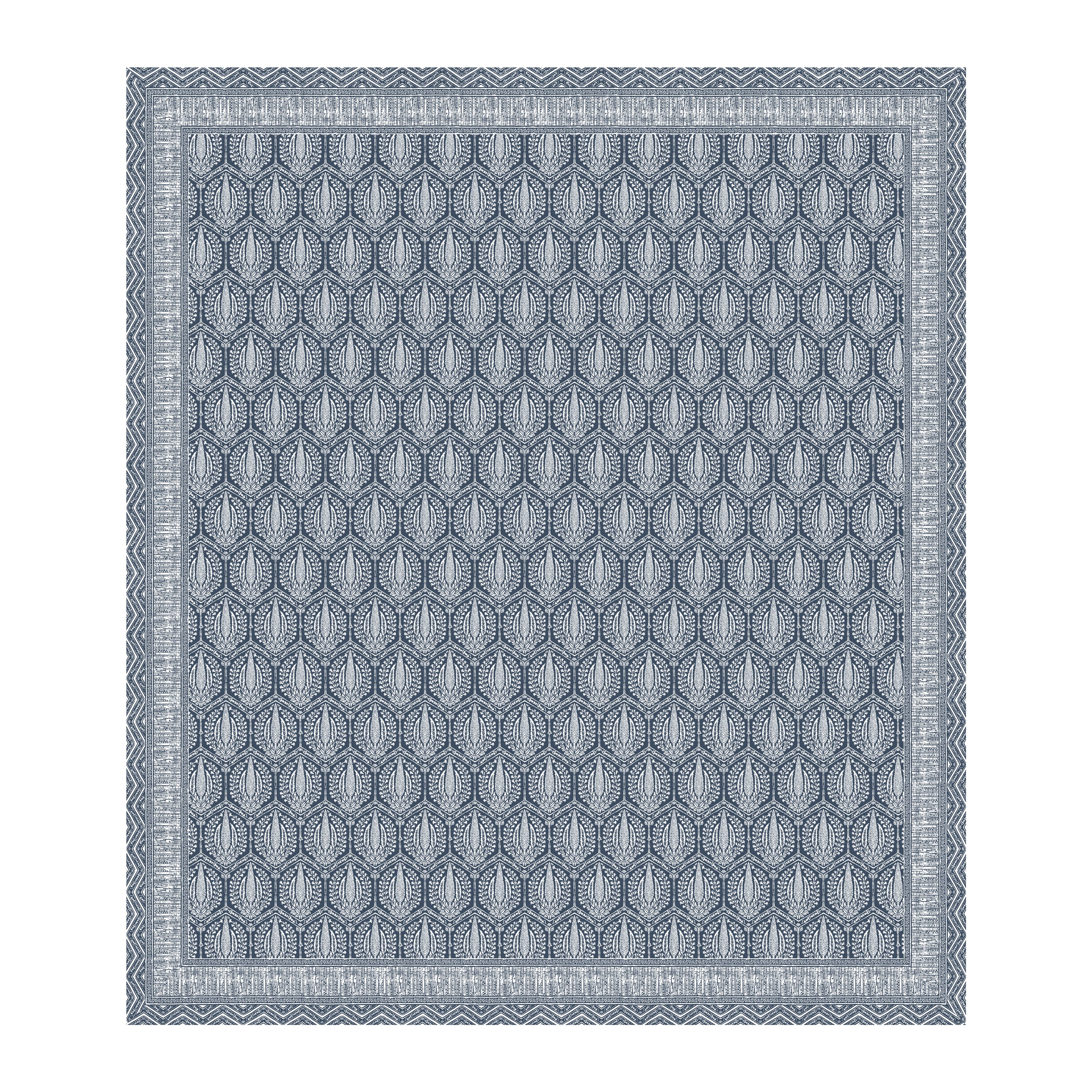 Hexagonal Print Cotton Bedsheet - Slate Indigo