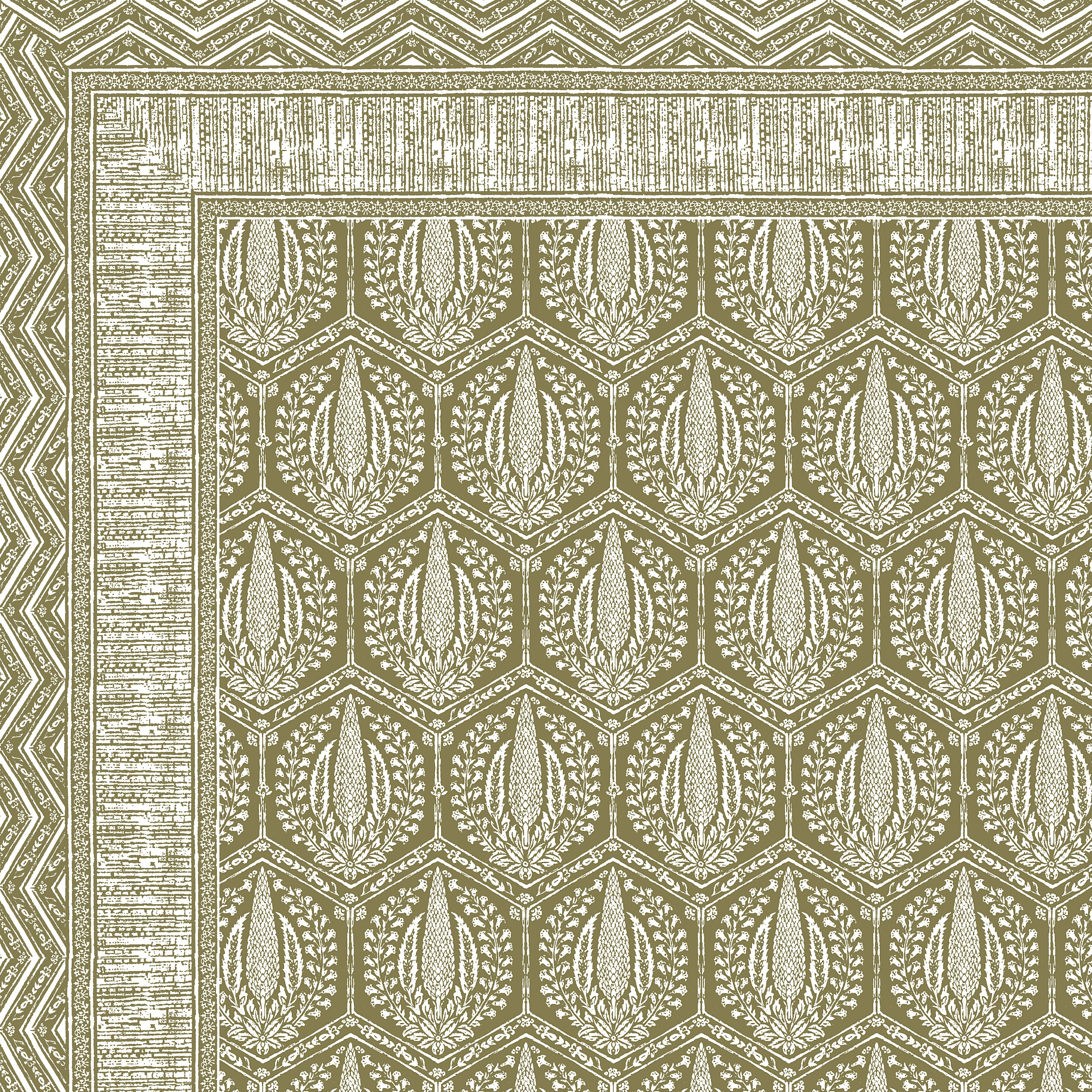 Hexagonal Print Cotton Bedsheet - Mustard Olive