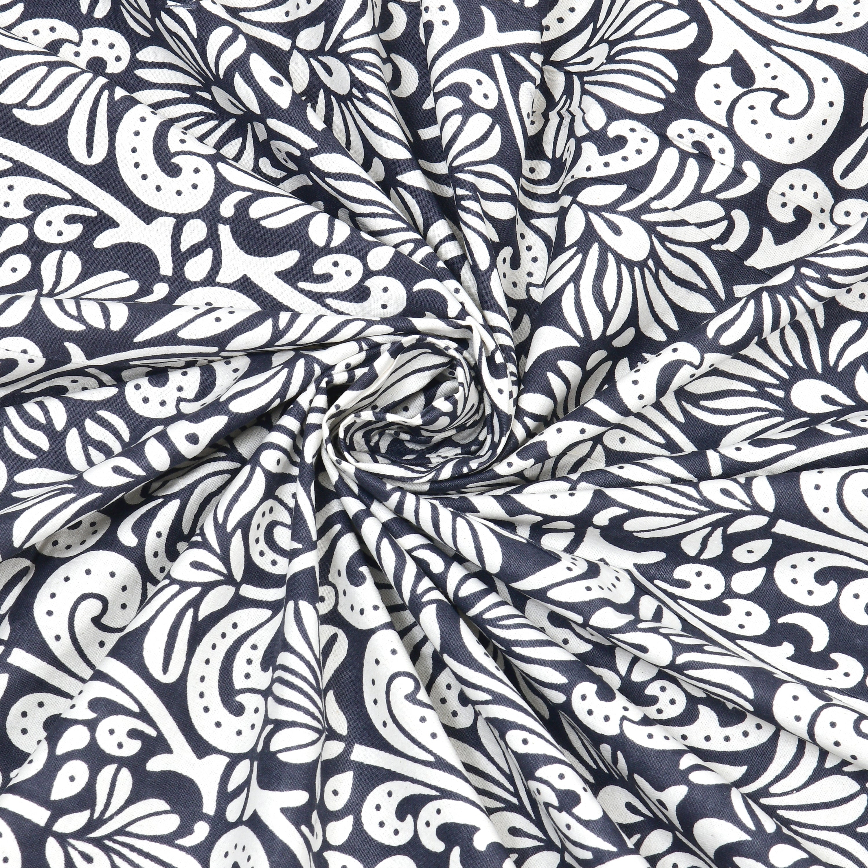 Paisley Block-Printed Cotton Bedsheet- Black