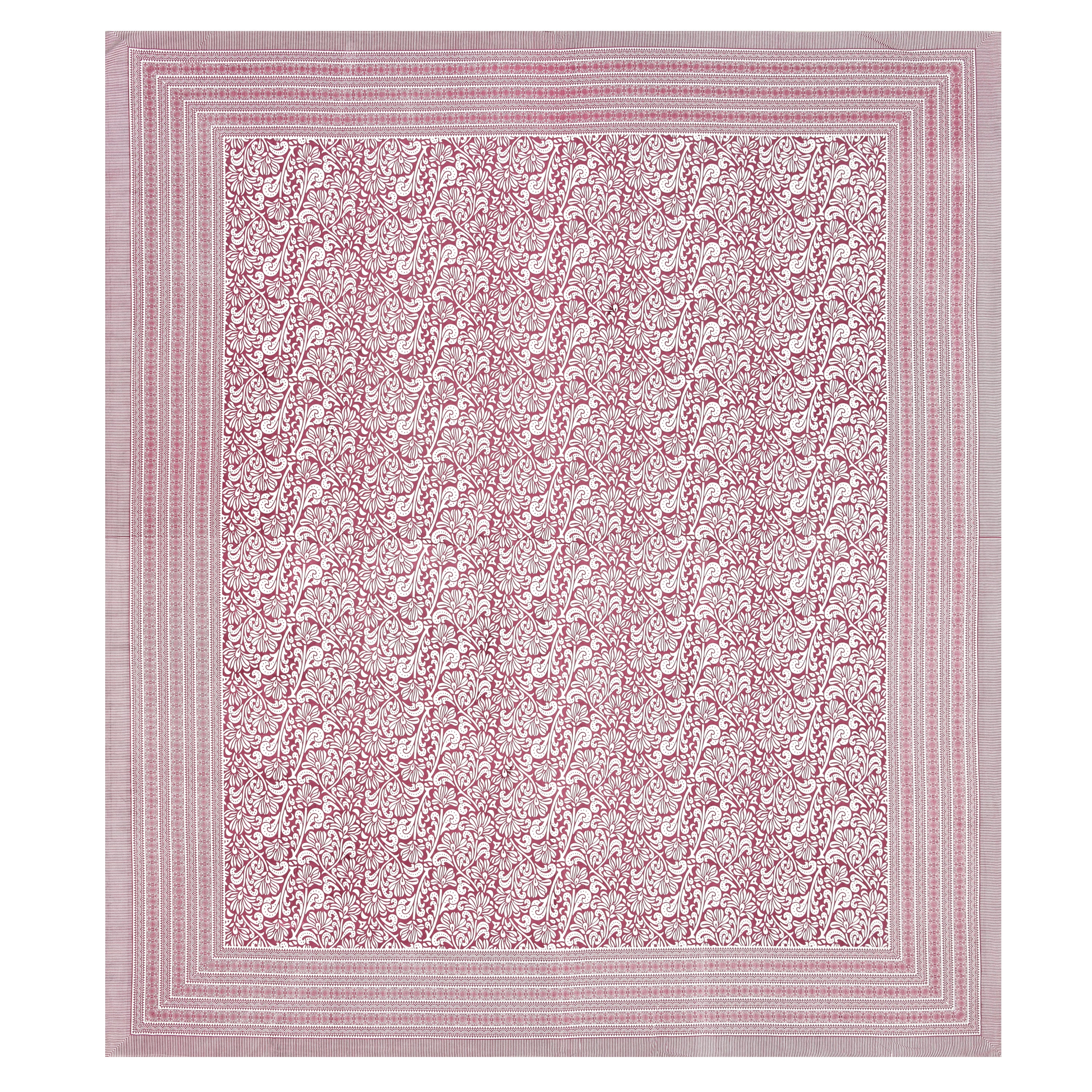 Paisley Block-Printed Cotton Bedsheet- Pink