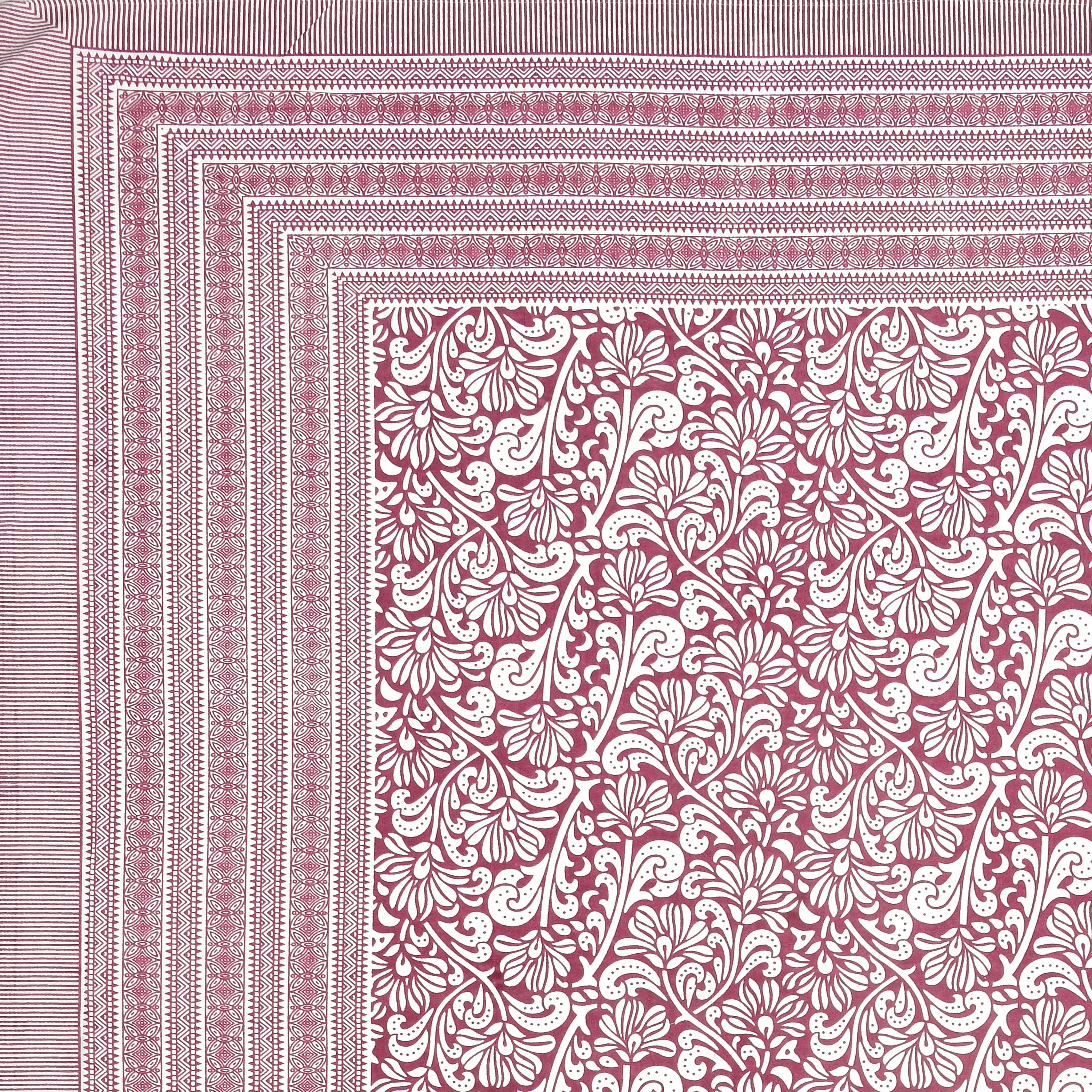 Paisley Block-Printed Cotton Bedsheet- Pink