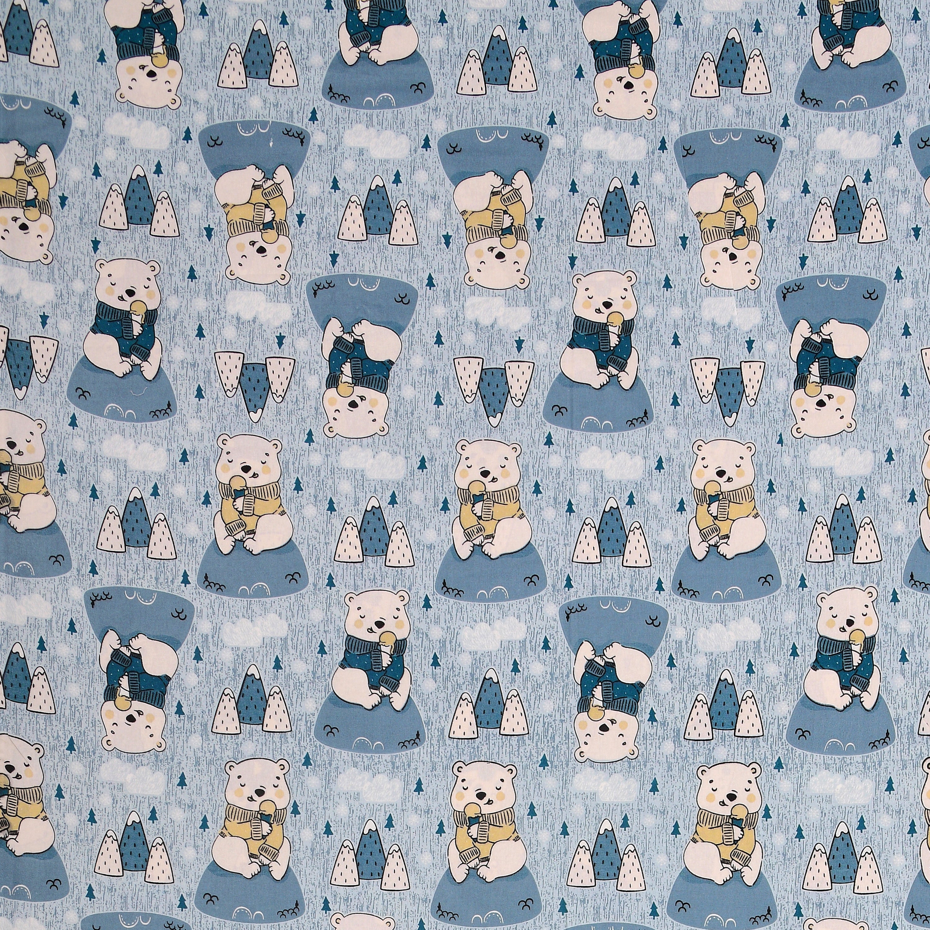 Bear Buddies Pure Cotton Bedsheet- Blue