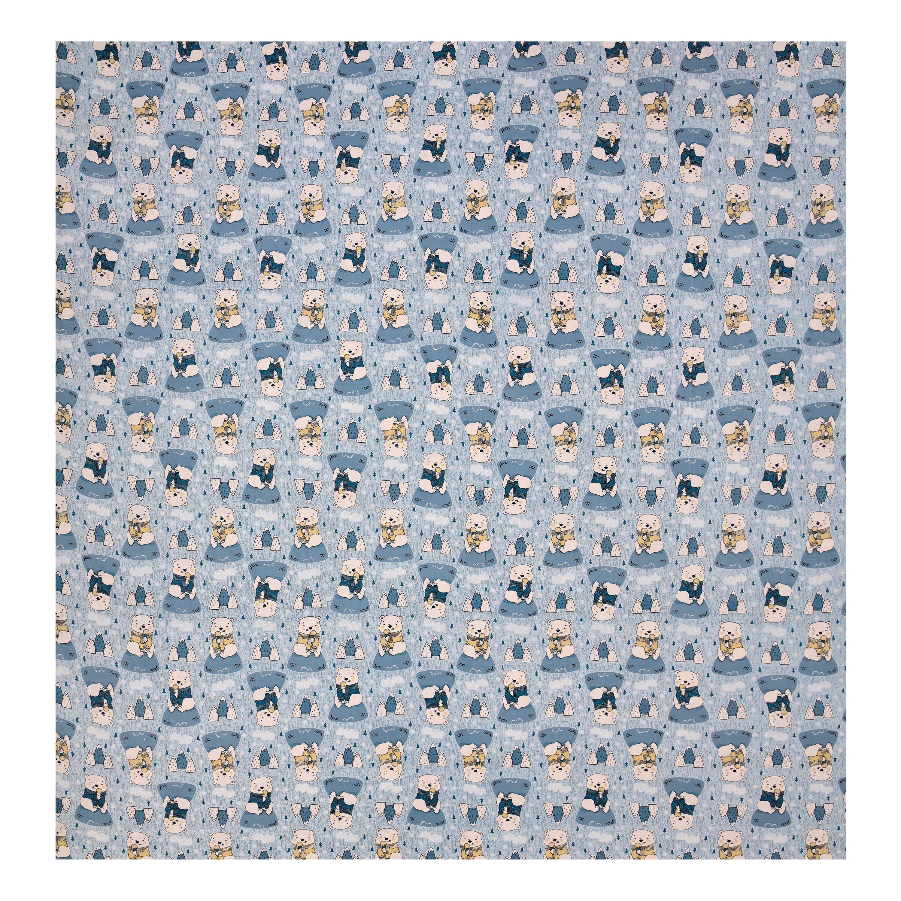 Bear Buddies Pure Cotton Bedsheet- Blue