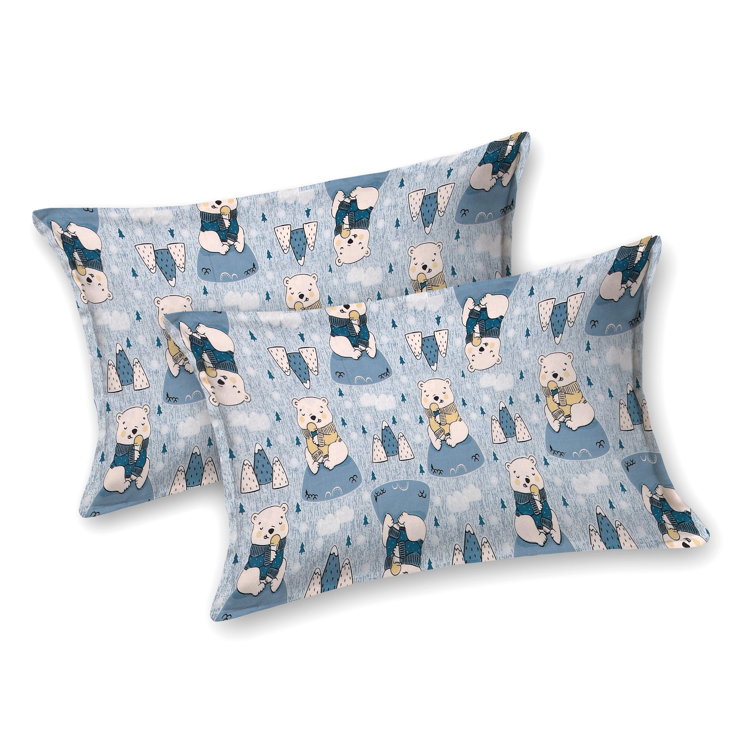 Bear Buddies Pure Cotton Bedsheet- Blue