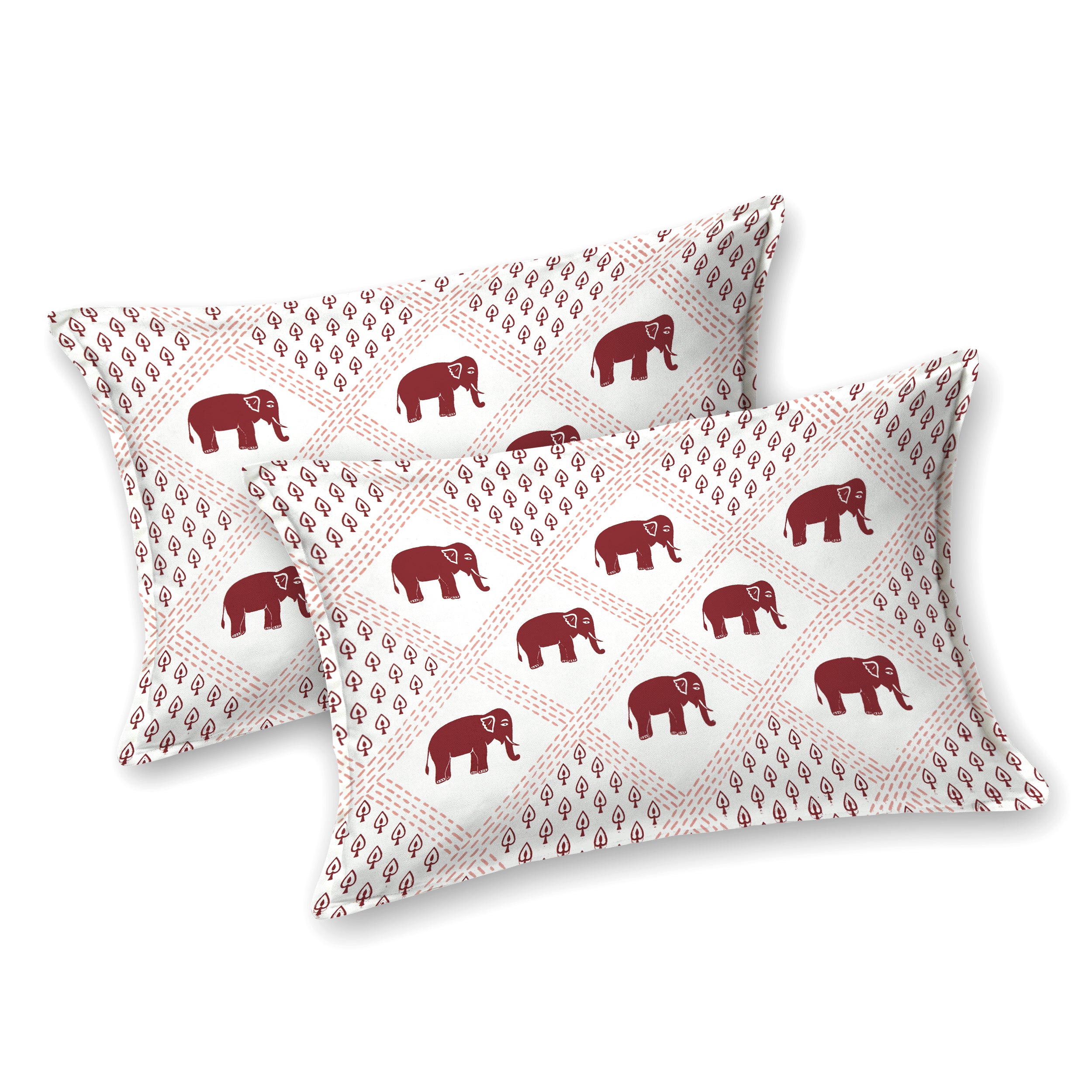 Standing Elephant Cotton Bedsheet - Red