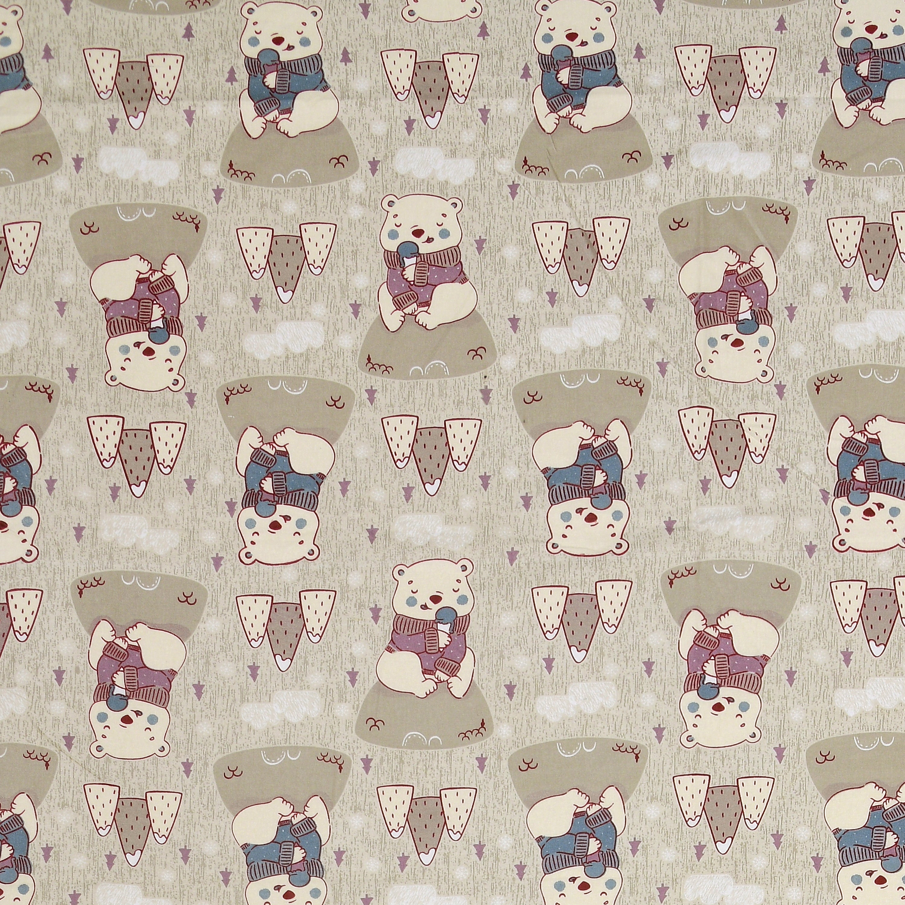 Bear Buddies Pure Cotton Bedsheet- Beige