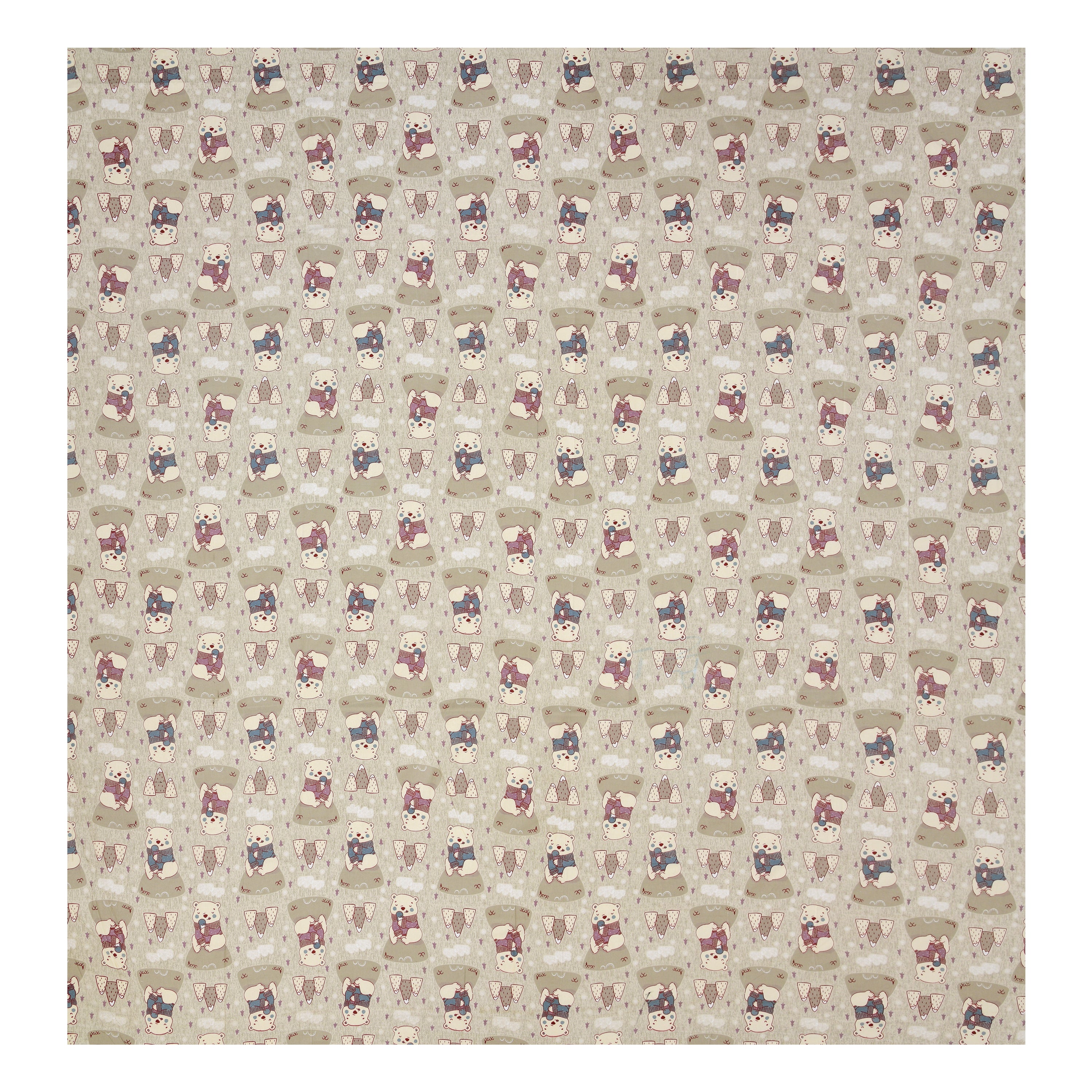 Bear Buddies Pure Cotton Bedsheet- Beige