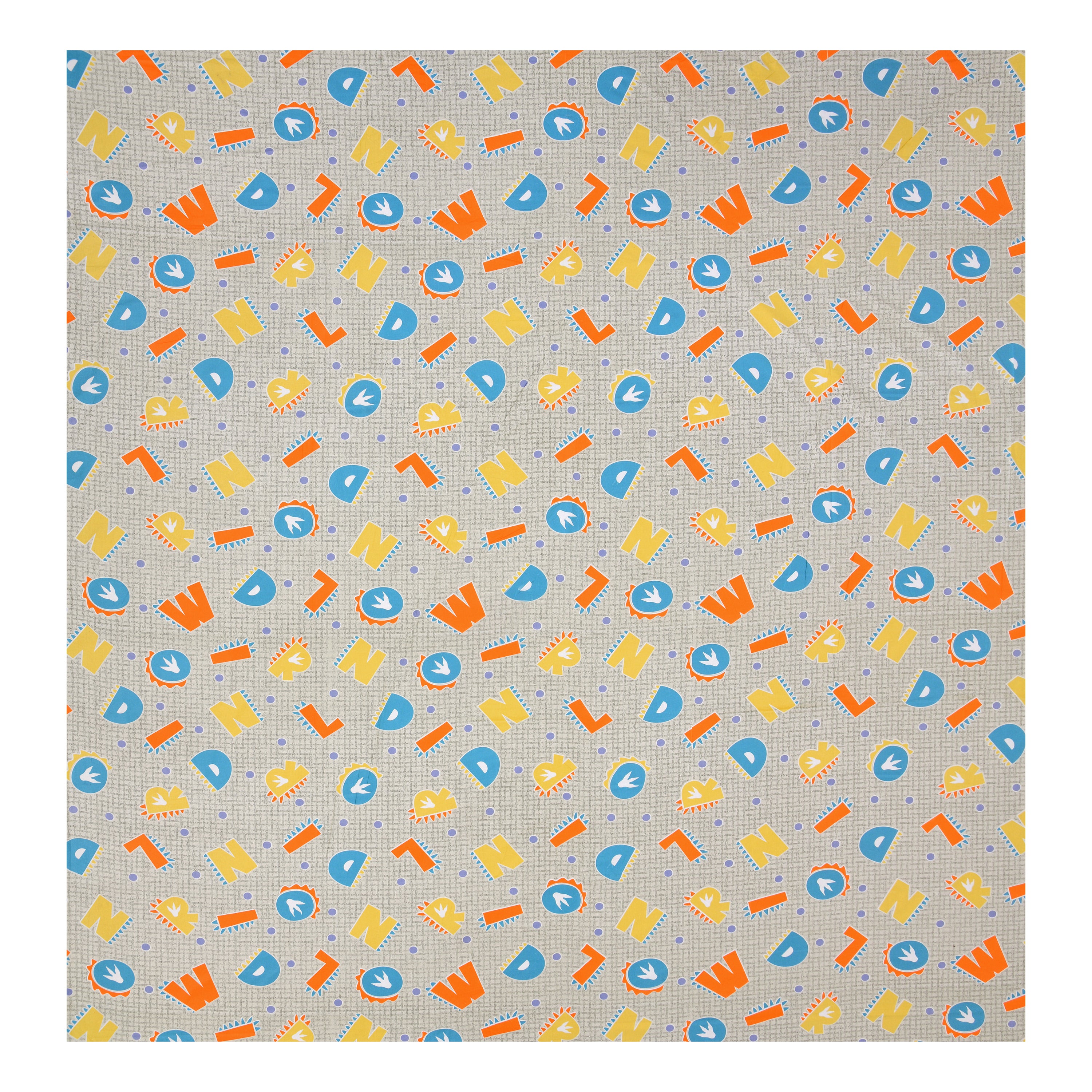 Alphabetical Adventure Pure Cotton Bedsheet- Creamy Green