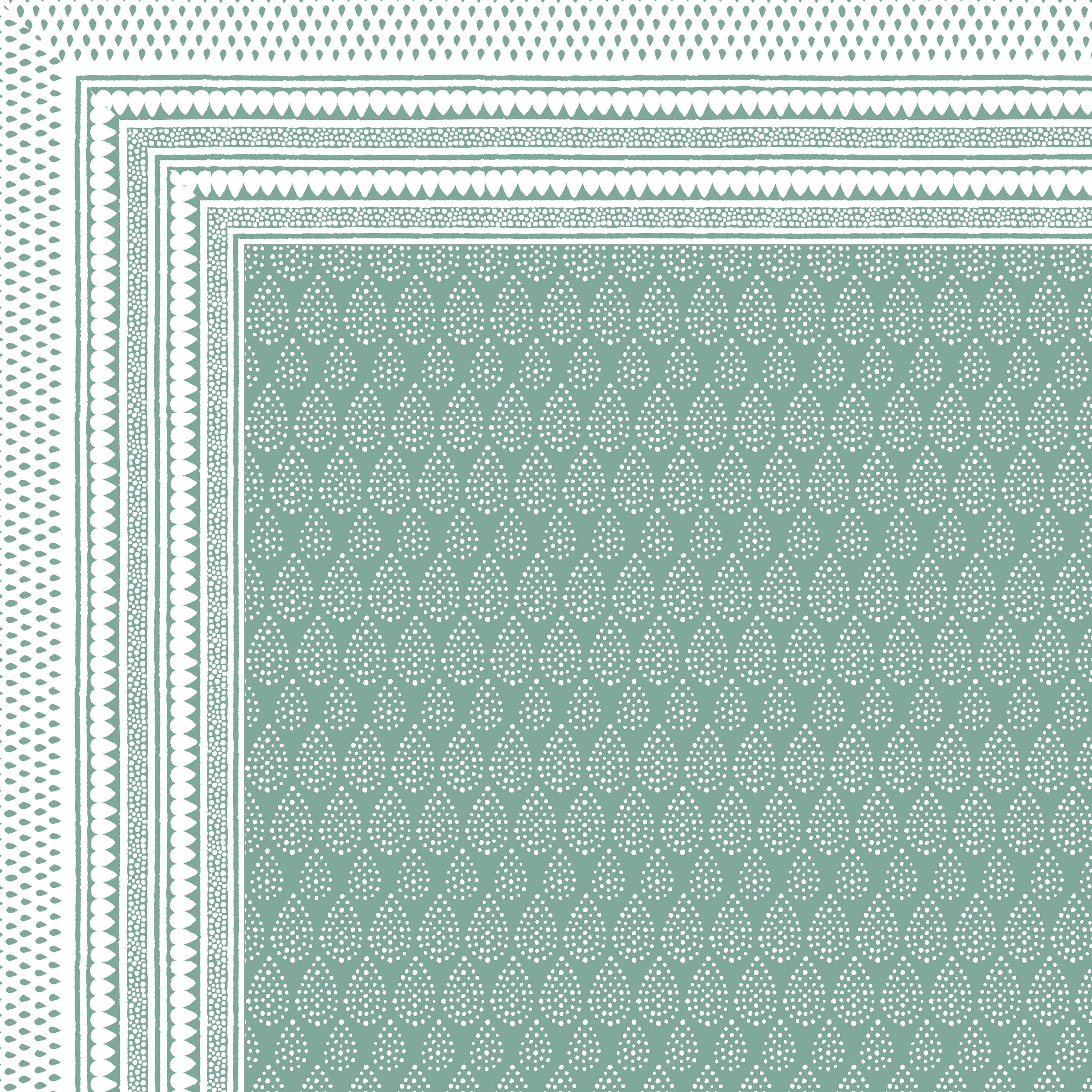 Teardrop Printed Cotton Bedsheet - Sage Green