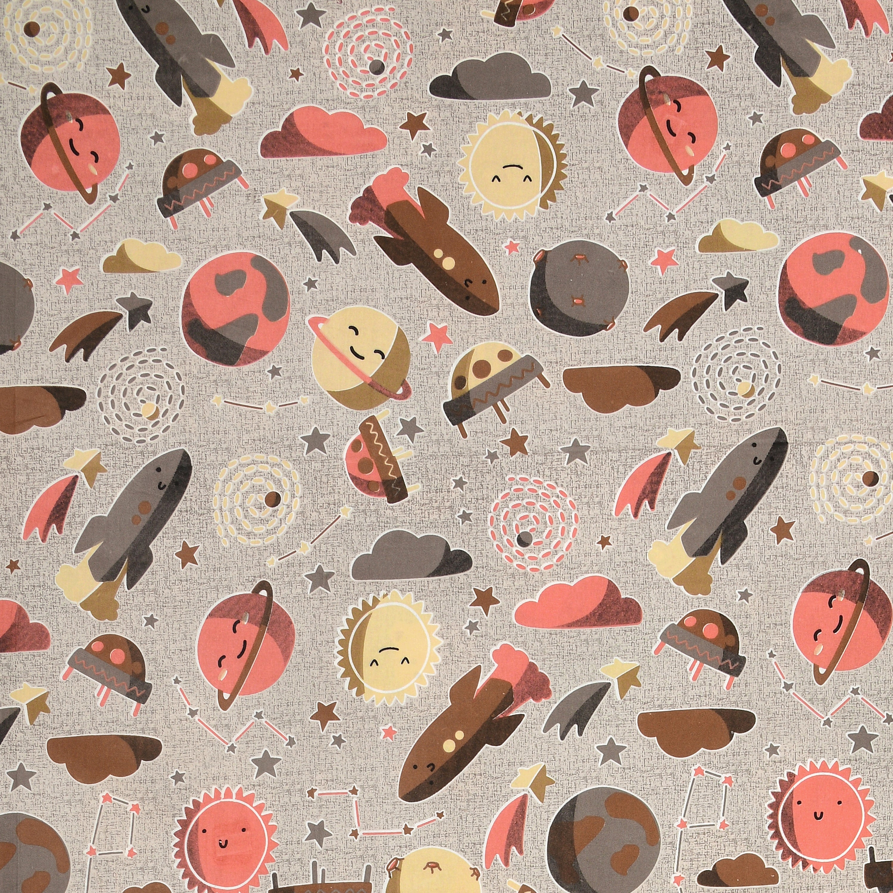 Space Explorers Pure Cotton Bedsheet- Slate Grey