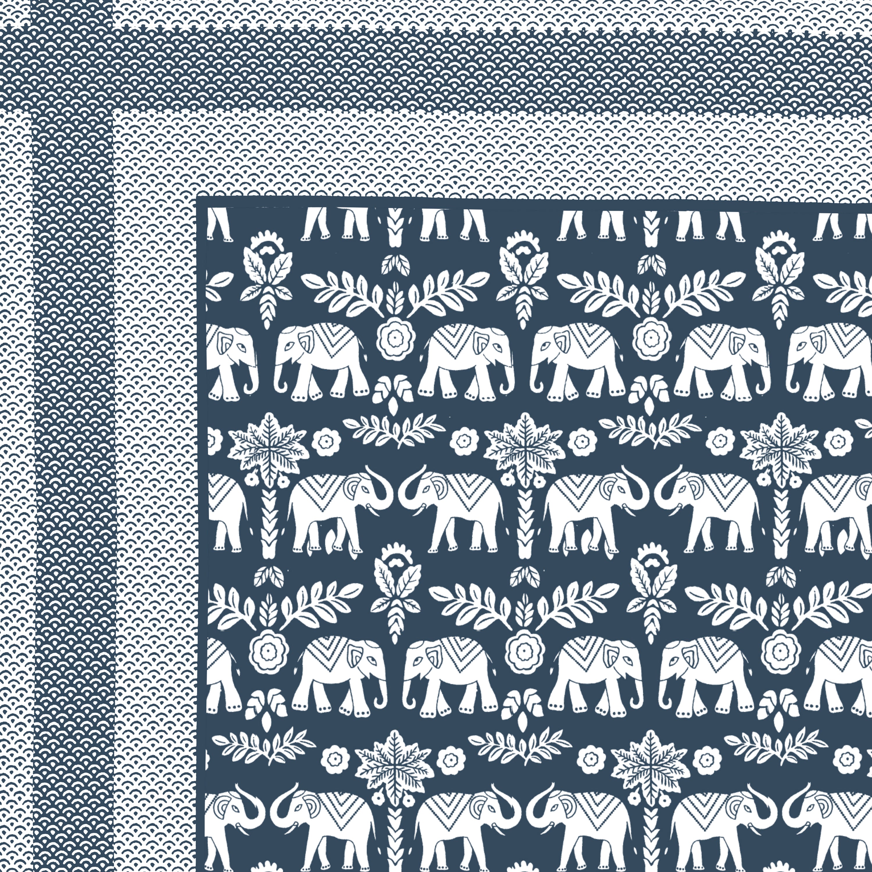 Traditional Elephant Cotton Bedsheet - Midnight Indigo